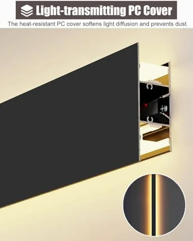 Dimensioni delle modanature per soffitti, Modanatura della finitura del soffitto in alluminio Modanatura della corona del diffusore a canale LED bifacciale Lunghezza personalizzata(15ft (4.6m))