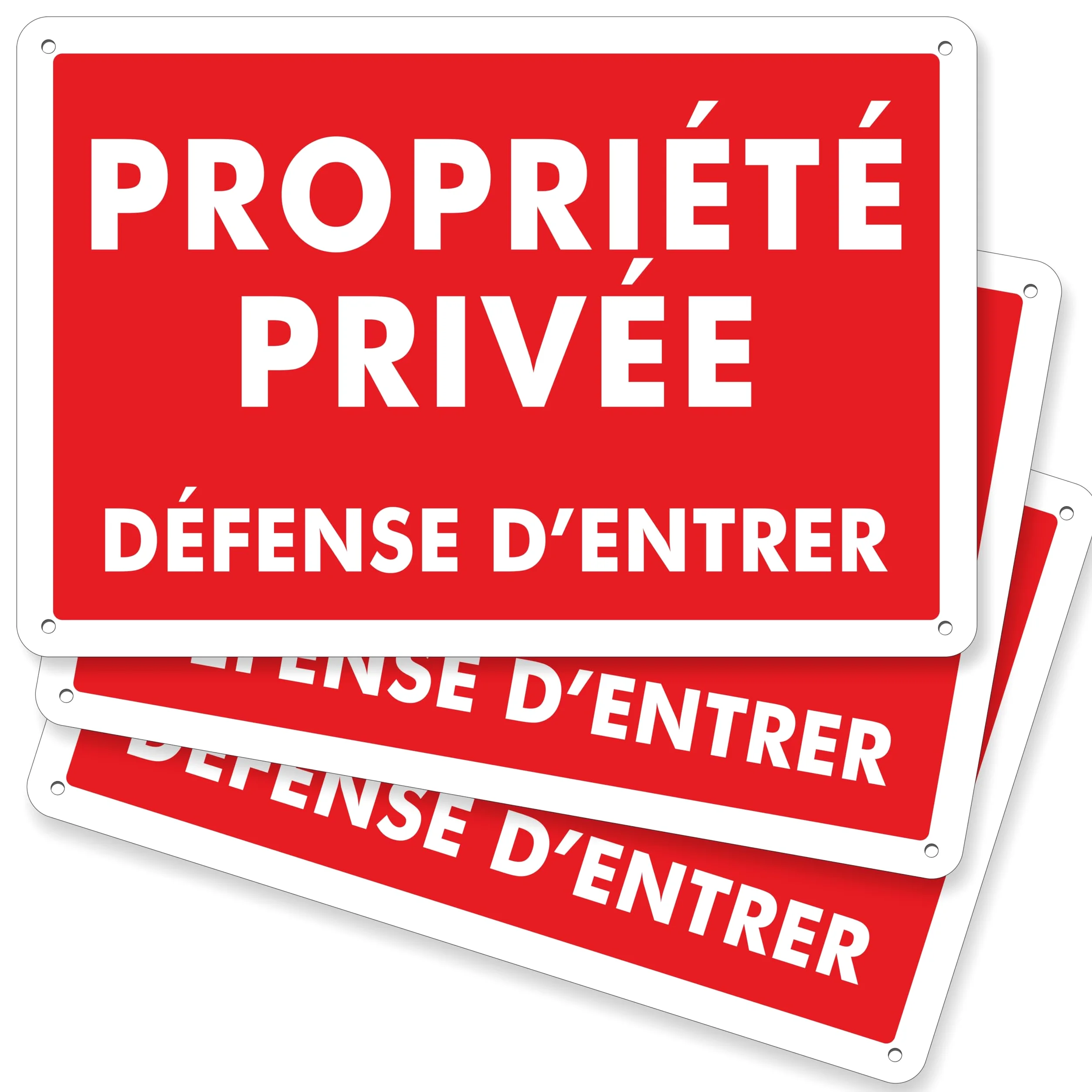 Pubblimania 3 PROPRIETE PRIVE - DEFENSE D'ENTRER panneau plaque en métal aluminium, épaisseur 3 mm avec 4 trous (Lot de 3 Cm 30x20)