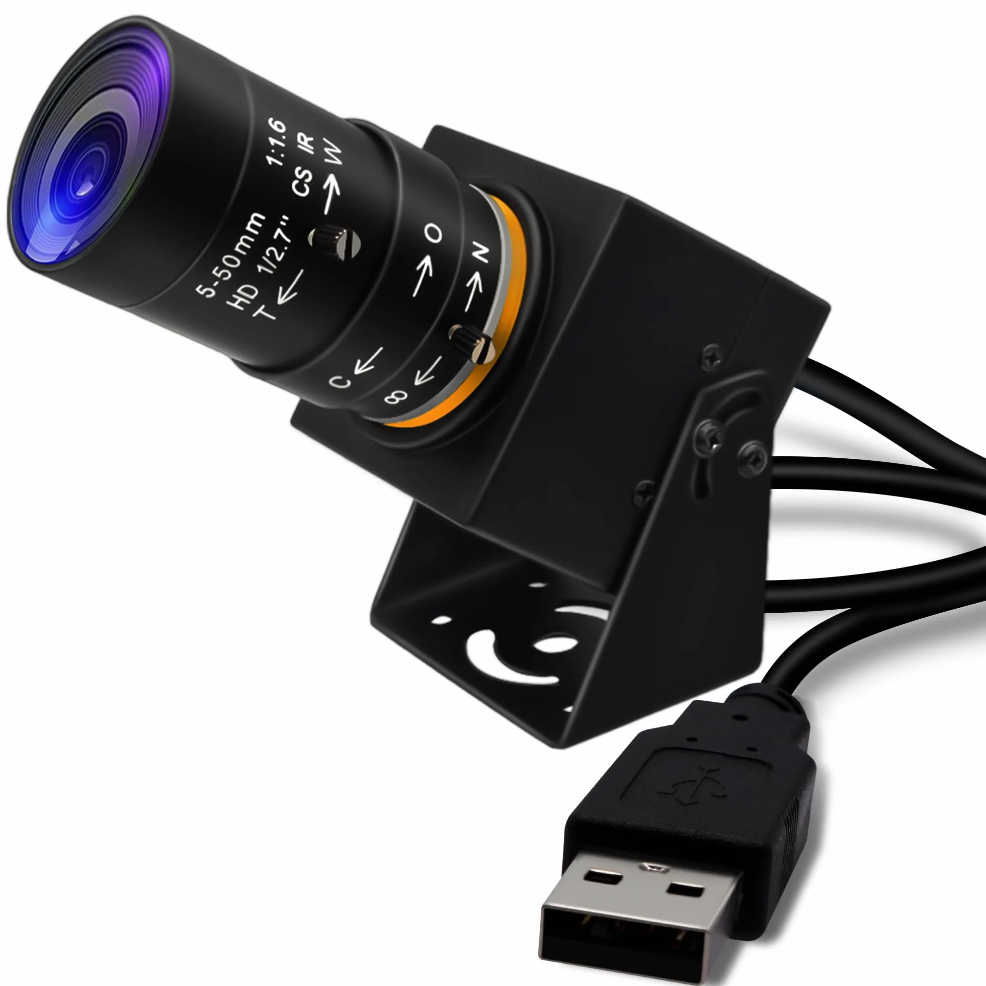 Svpro 2 MP Global Shutter USB Camera 90 FPS Telecamera ad alta velocità con zoom da 5 a 50 mm, messa a fuoco manuale Webcam per Glof Swing, 10 X zoom ottico telecamera industriale USB Plug and Play