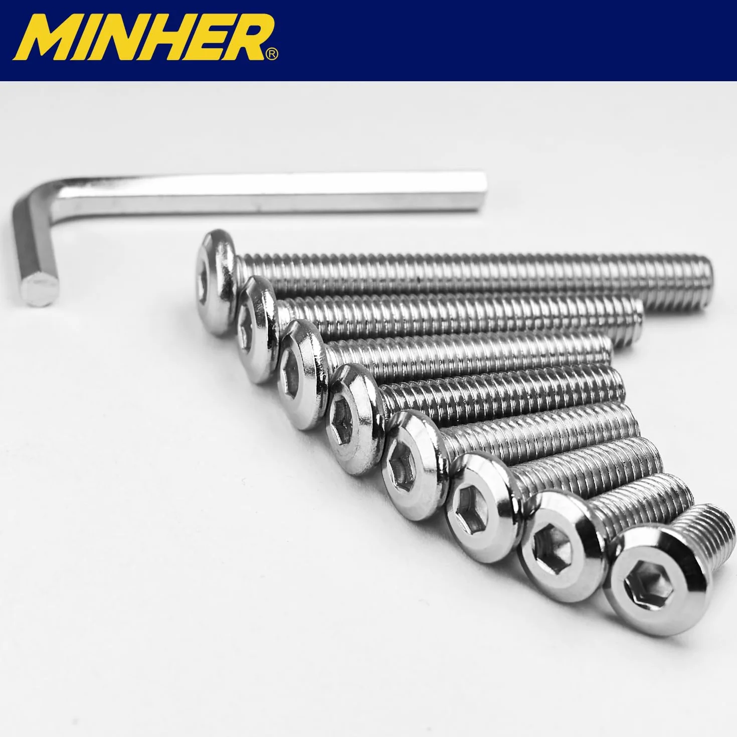 MINHER M4 x 8mm 10Pcs Viti Bulloni Testa Piatta Esagono Incassato Acciaio Inossidabile A2 V2A Filettatura Completa