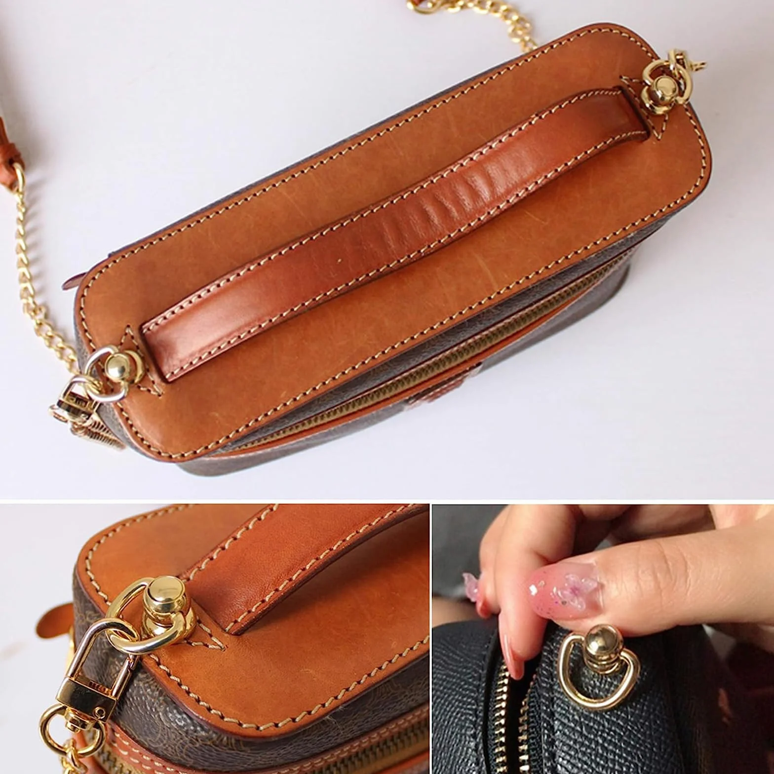 Rivetto Dorato con Anello per Artigianato in Pelle DIY 4 Pezzi