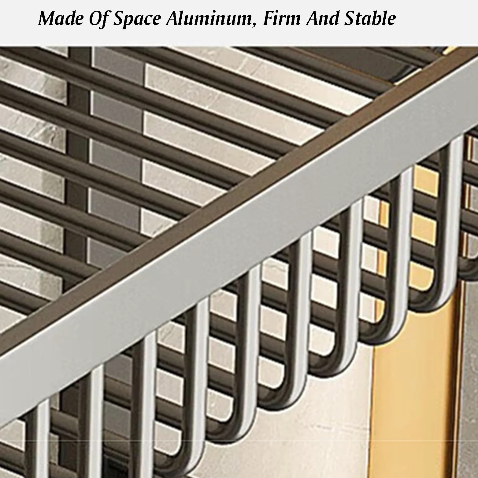 Portasciugamani a 2 ripiani, mensola portasciugamani da parete con ganci mobili, realizzato in alluminio spaziale, per soggiorno, balcone, bagno (L-57 cm)