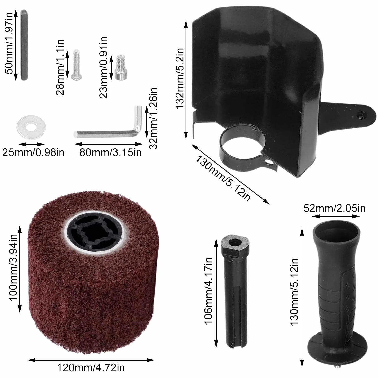 Set Accessori per Lucidatrice Mola 120x100 mm M14/M10 Legno Metallo Acciaio Inossidabile