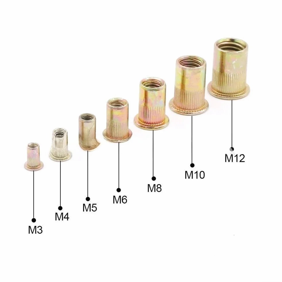 Kit da 165 dadi rivetti in acciaio al carbonio zincato M5 M6 M8 M10 12 mm