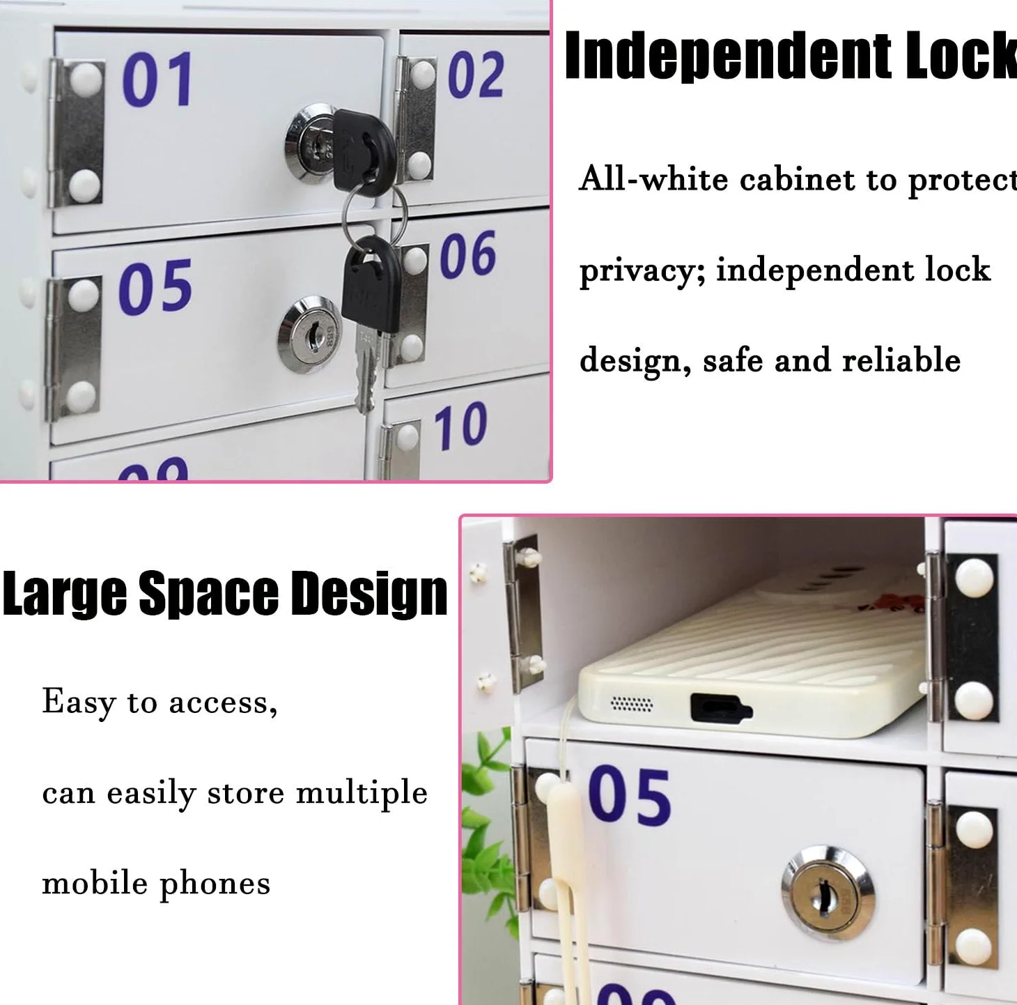 20Slo Acrilico Cellulare Locker Sicuro Telefono Sorage Cabine con Serratura Ideale per Scuole Uffici e EvensMobile Dispositivo Cassetta di Sicurezza