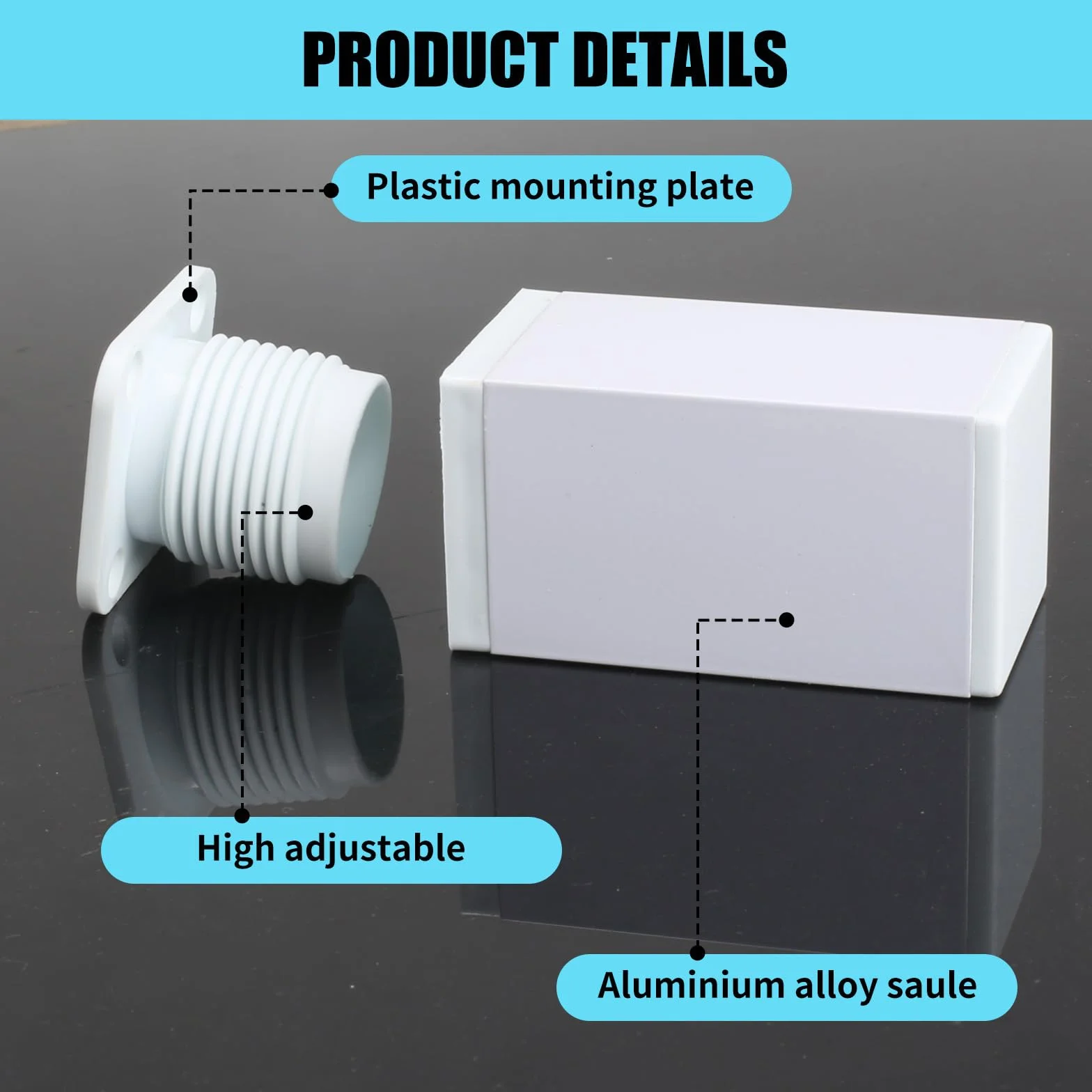 Piedini Regolabili per Mobili 8cm Quadrata Alluminio Bianco 4 Pezzi