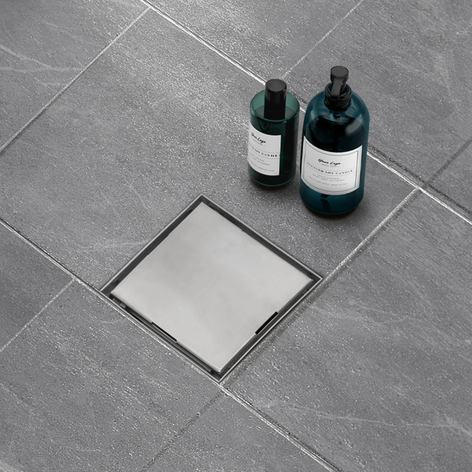 VANCOCO Scarico Doccia a Pavimento Quadrato 15×15 cm 2-in-1 Invisibile in Acciaio Inox, Sifone Orientabile 360°, Valvola Antiodori, Filtro per Capelli