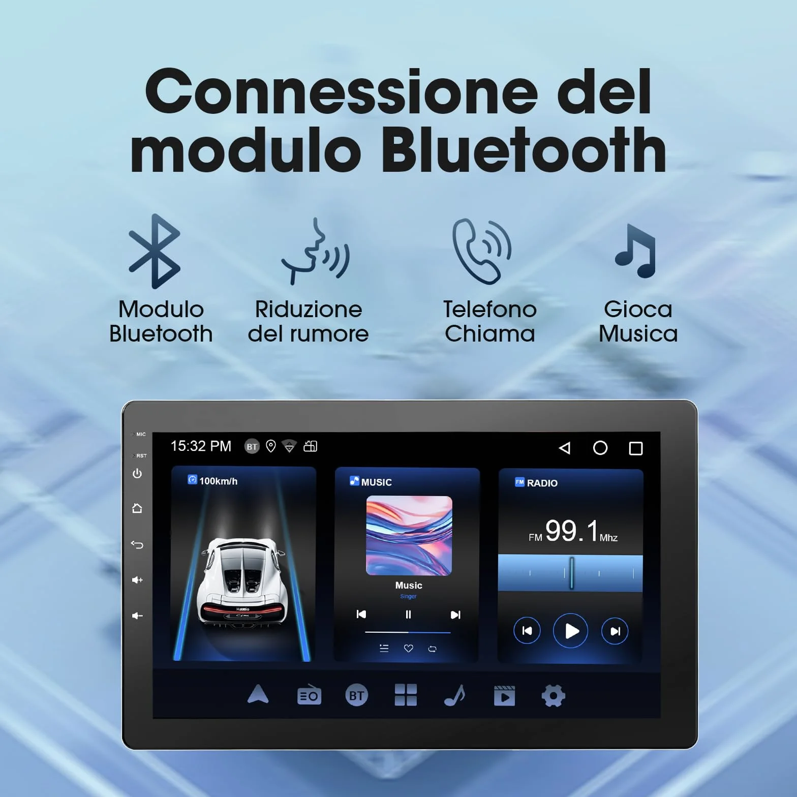 Haudio Autoradio Girevole a 360°, Stereo Bluetooth 1 DIN Carplay Wireless e Android Auto, Touchscreen IPS 10.1 Pollici Car Play con Mirror Link,Controllo vocale,RDS/FM/AM,Fotocamera Posteriore 720P
