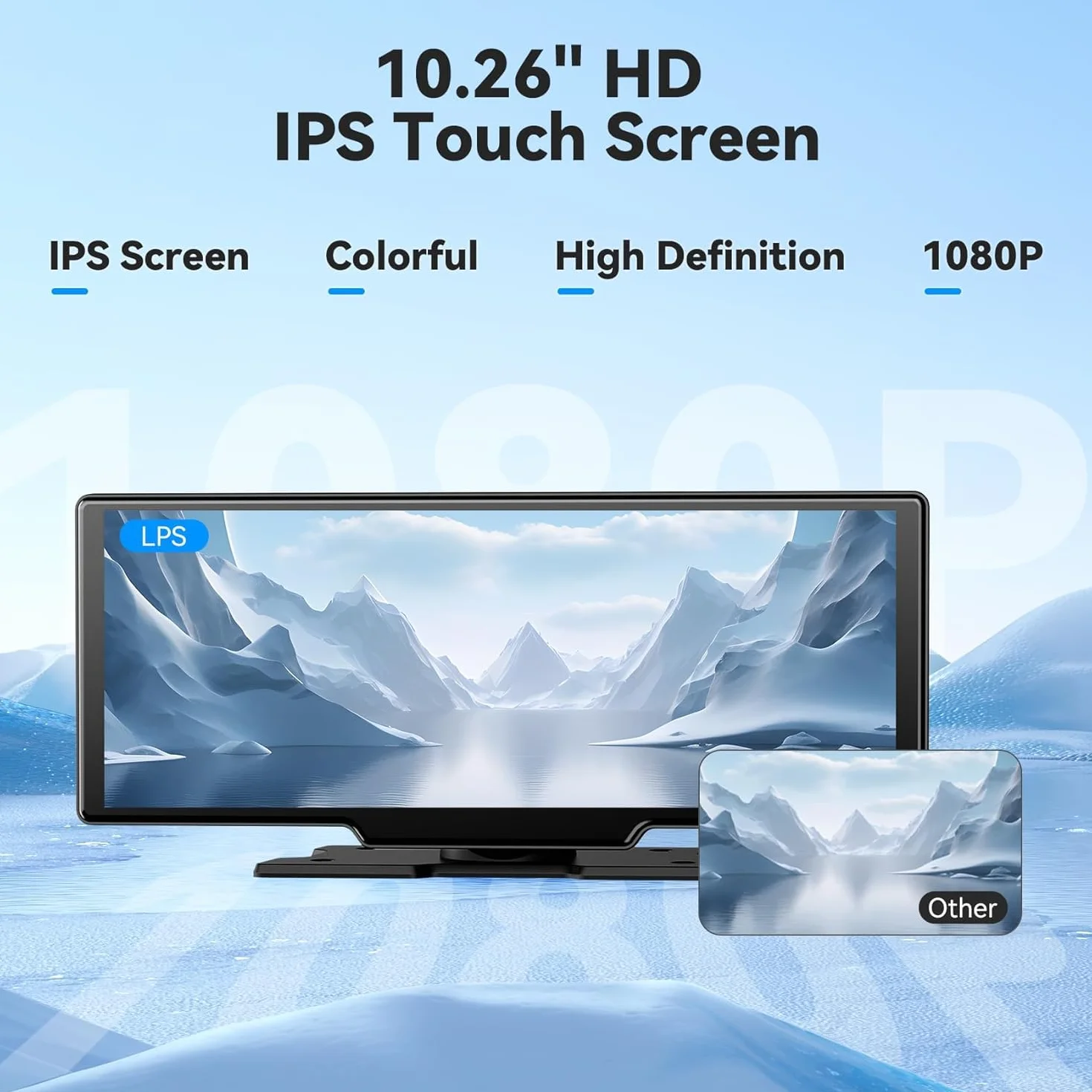 Carplay Display Android Auto Display da 10,26 pollici Wireless Android Auto Display per Auto Touch Screen con Dash Cam, Telecamera di retromarcia, Bluetooth,Siri,Bluetooth,FM, AUX,Mirror