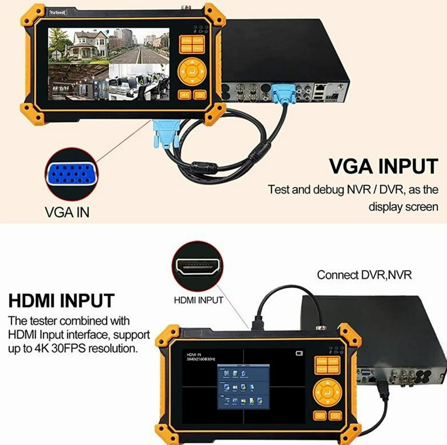 Tester per analizzatori CCTV Tester di videosorveglianza coassiale Engineering Treasure HD-3100C da 5 pollici con ingressi HDMI e VGA tracciamento cavi digitali con touch screen/display LCD