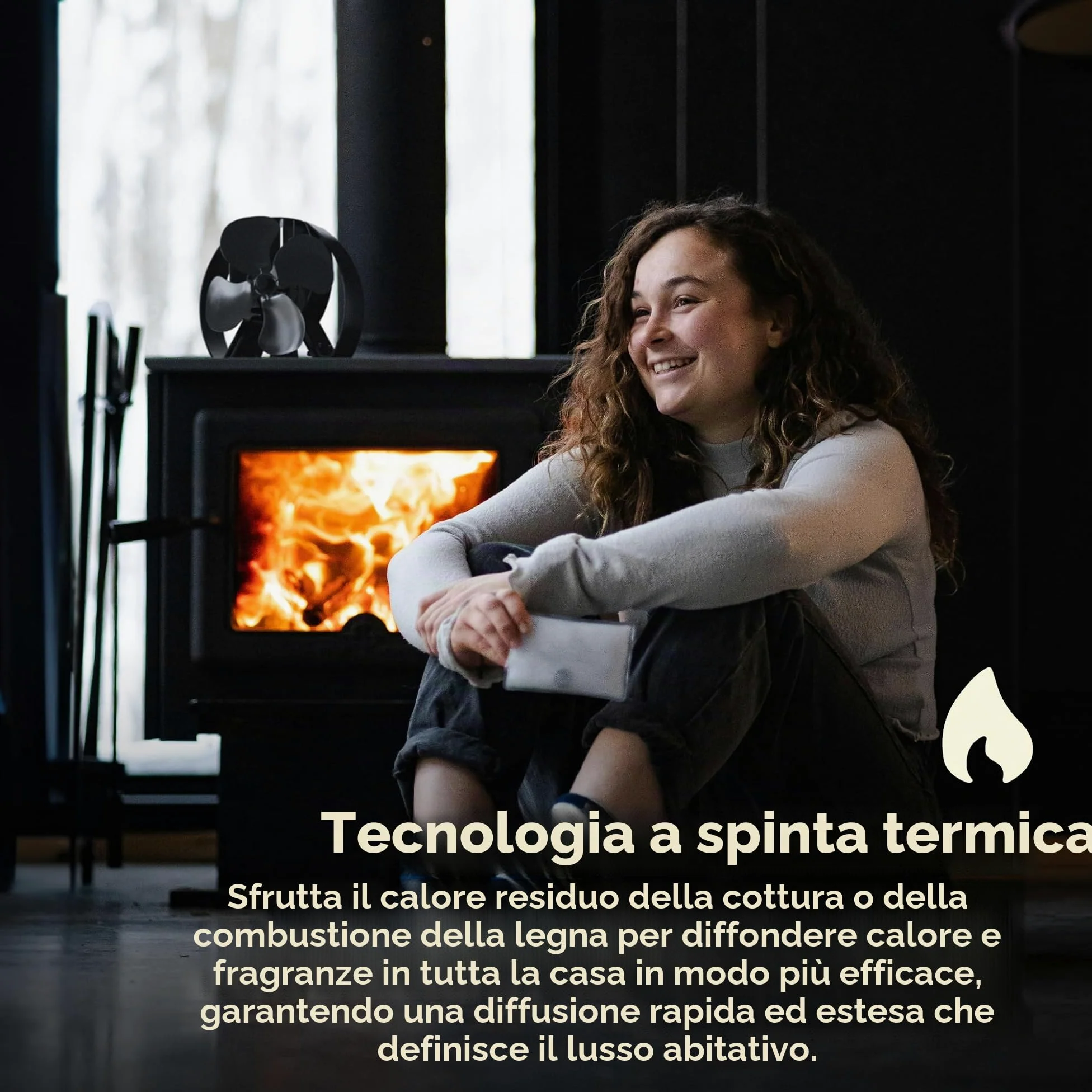 Forest Master Ventilatore per stufa Viking avanzato, potente design a 4 pale per una circolazione del calore ecologica in stufe a legna e caminetti (nero satinato, Viking Air)