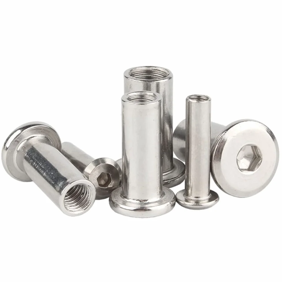 Inserti filettati M6 x 30 mm in acciaio inox 304 testa piatta dado rivetto 5 pezzi
