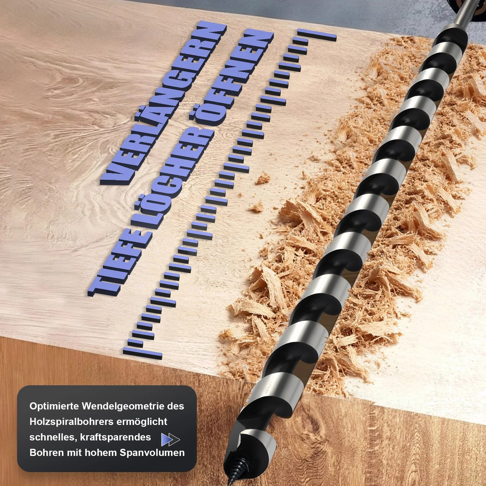 Punte per trapano a serpente 10 mm x 250 mm con punta filettata autocentrante codolo esagonale 6,35 mm per legno