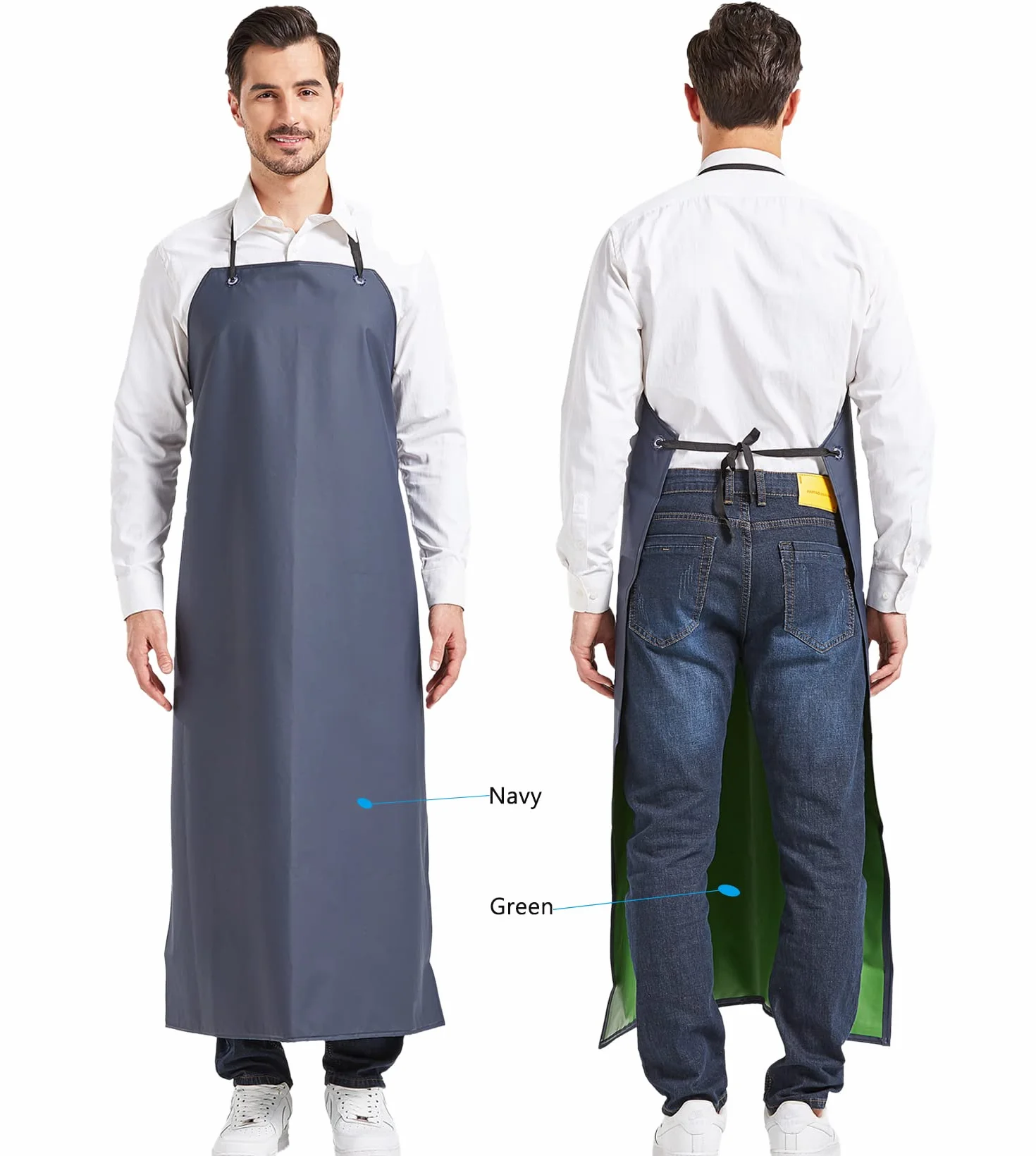Nanxson Grembiule impermeabile in PVC con coulisse regolabile sul collo e cintura in vita Grembiule resistente alle sostanze chimiche per la pulizia e il giardinaggio