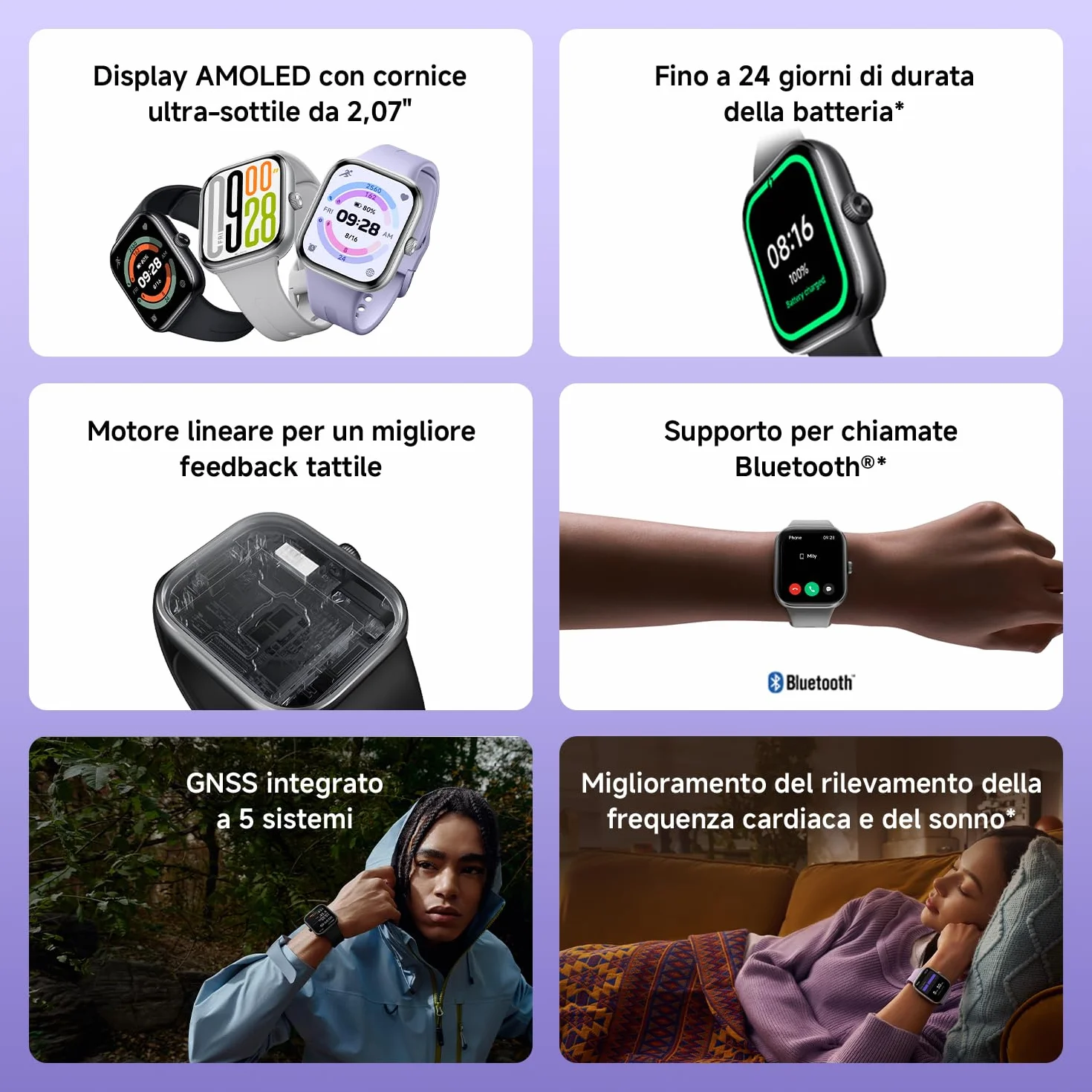 XIAOMI Redmi Watch 5, Smartwatch con display AMOLED 2.07", Chiamate Bluetooth, Autonomia 24 giorni, Resistenza Acqua 5 ATM, Monitoraggio Frequenza Cardiaca e SpO2, Sistema GNSS integrato, Nero