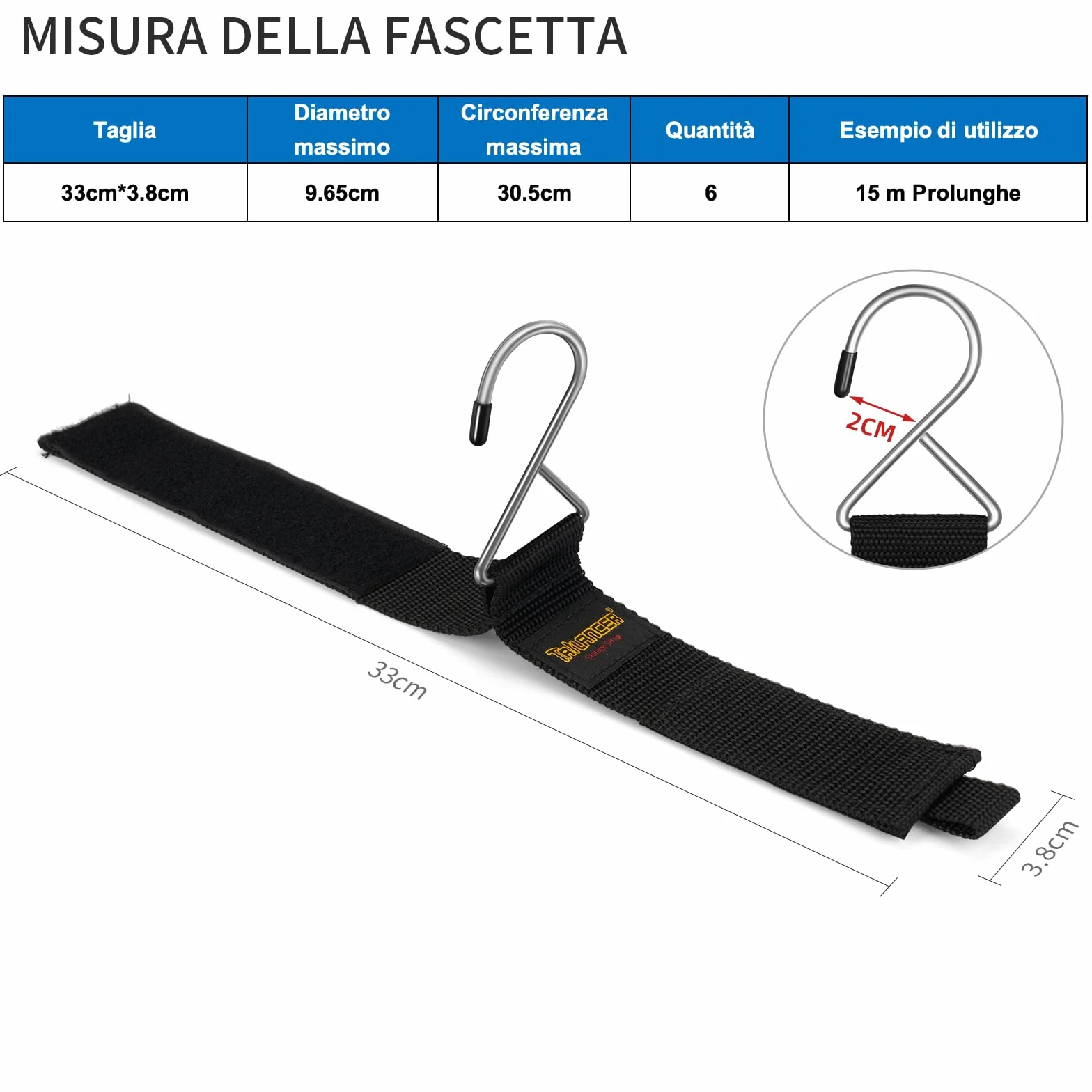 Trilancer Organizzatore per Cavi 6 Pezzi Cinghie con Gancio in Metallo da Parete