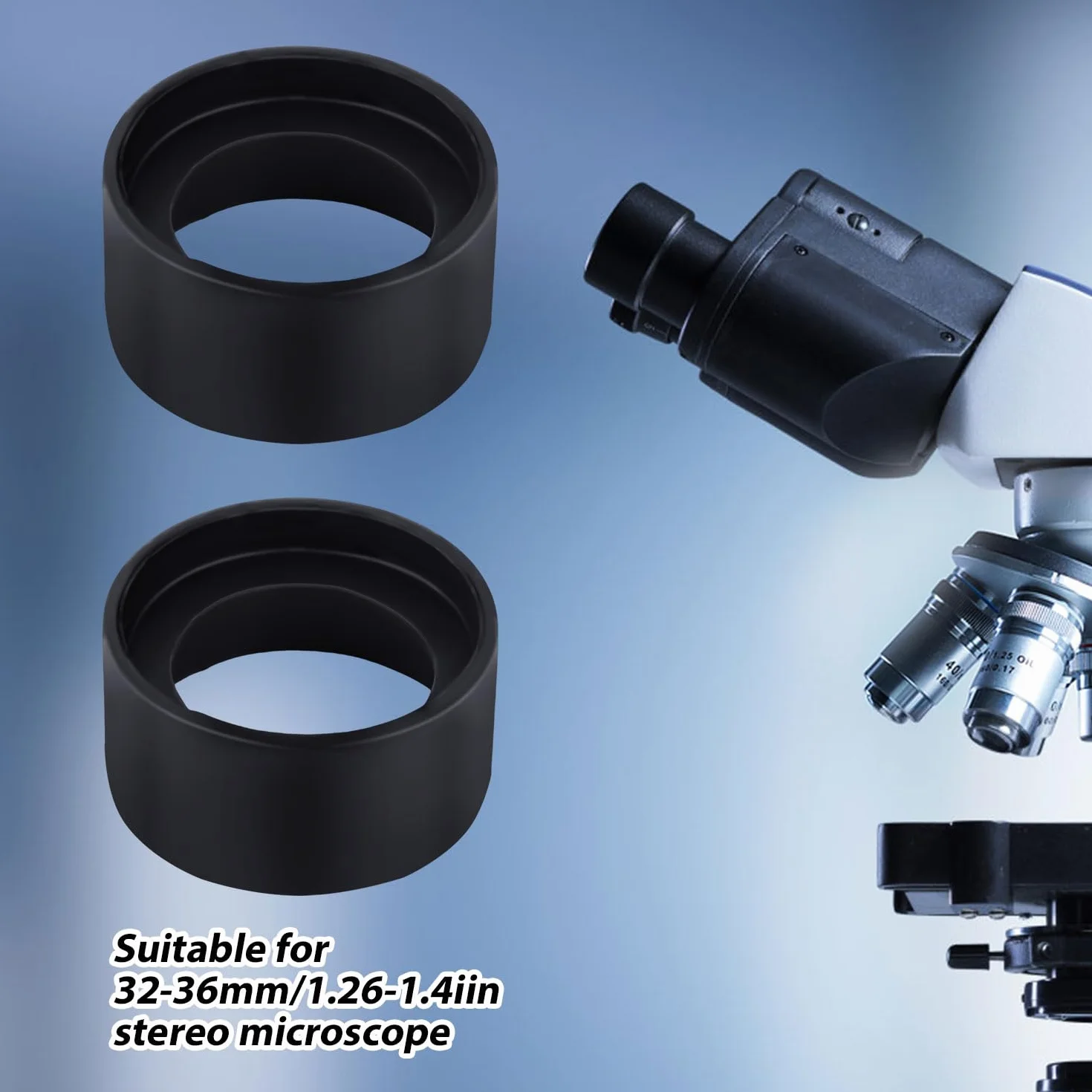 2 Pezzi Copertura Oculare per Ottiche, Tappi di Protezione per Oculari Binoculari in Gomma Tappi di Protezione per Oculari Tappi di Ricambio per Microscopi Stereo ad Angolo Piatto da 32-36 mm (Nero)