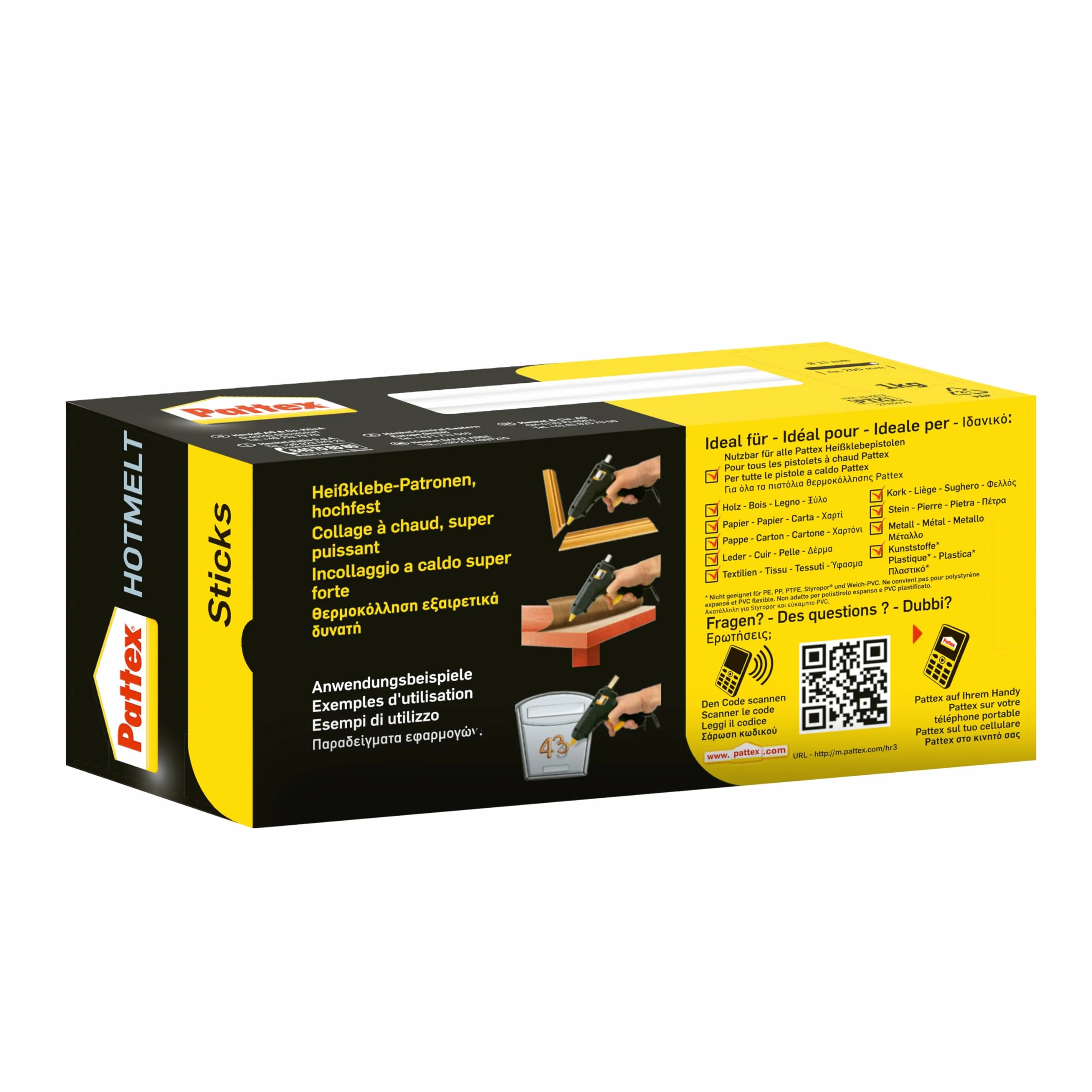 Pattex Hotmelt Sticks 50 sztuk, przezroczyste klejowe do pistoletu, do tworzenia i napraw