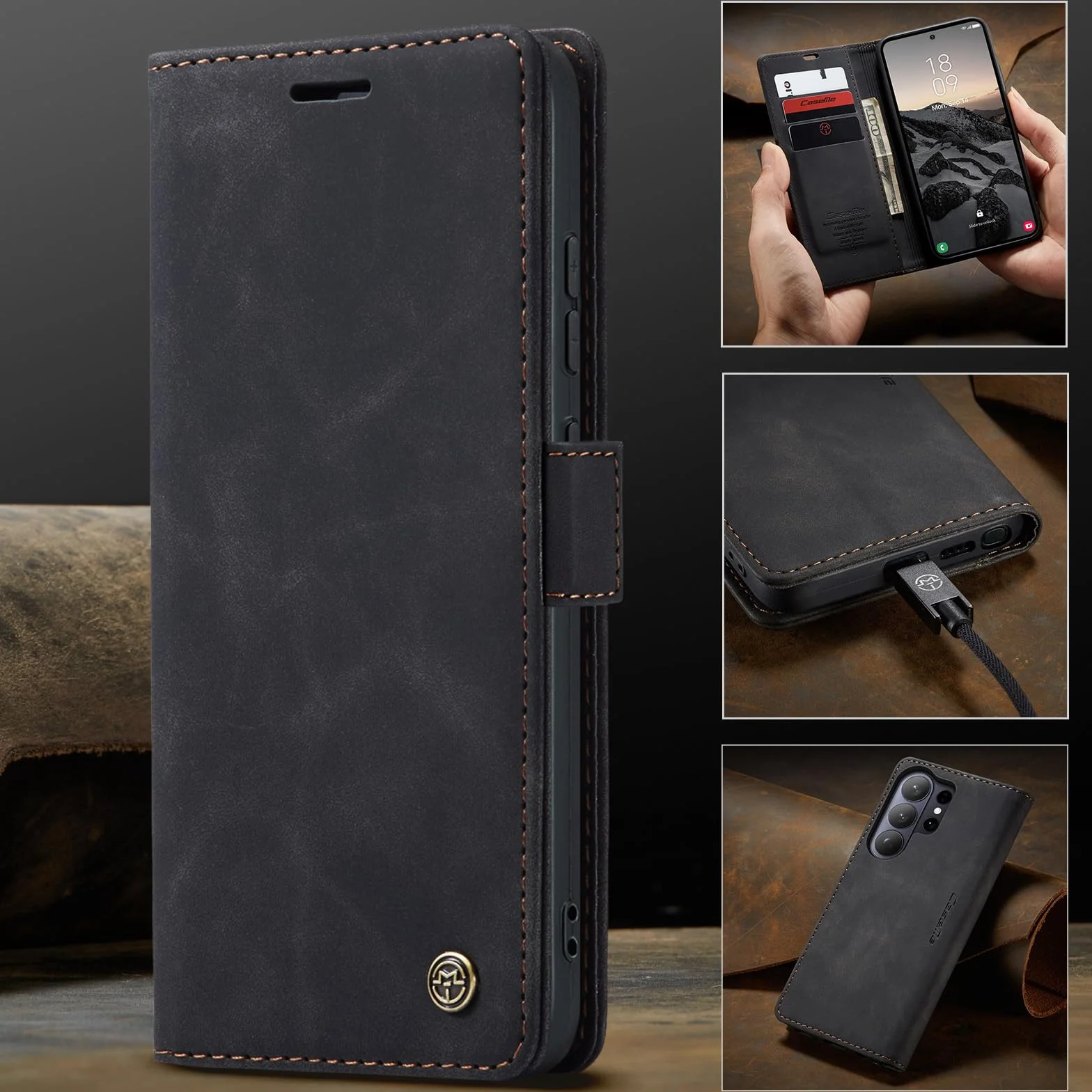 Cover per Samsung Galaxy S26 Ultra 5G, Premium PU Pelle Custodia, Magnetica Carta Fessura Portafoglio Case, Flip Cavalletto Custodia per Samsung Galaxy S26 Ultra - Nero