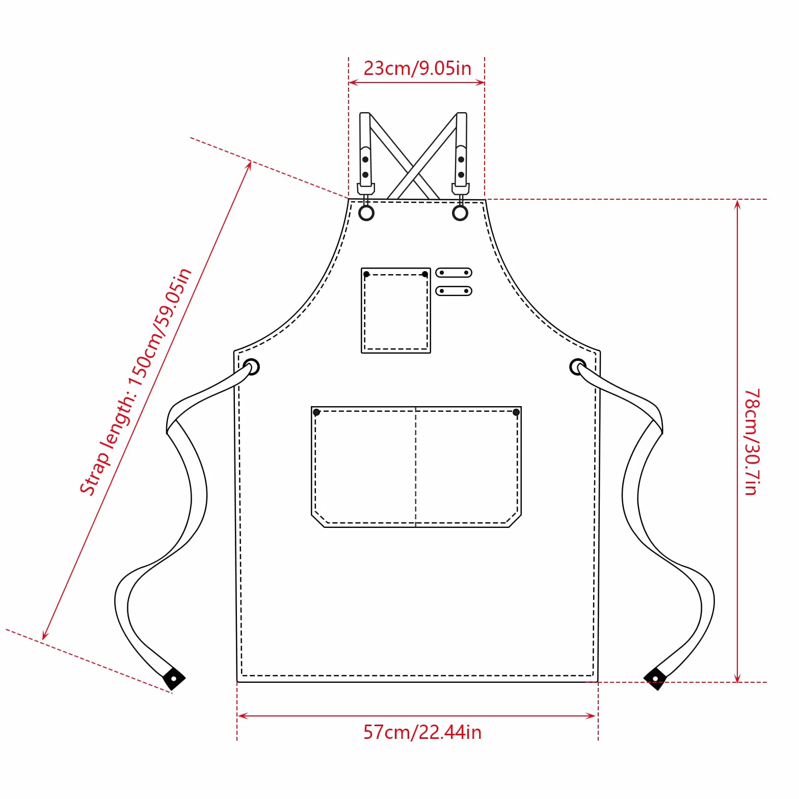 Grembiule da Lavoro, Grembiule Donna/Uomo Durevole di Tela con 3 Tasche per Falegname Tatuatore Fabbro Pittore Barista, Design a Tracolla, Adatto per Casa Lavoro Campeggio all'Aperto - Nero