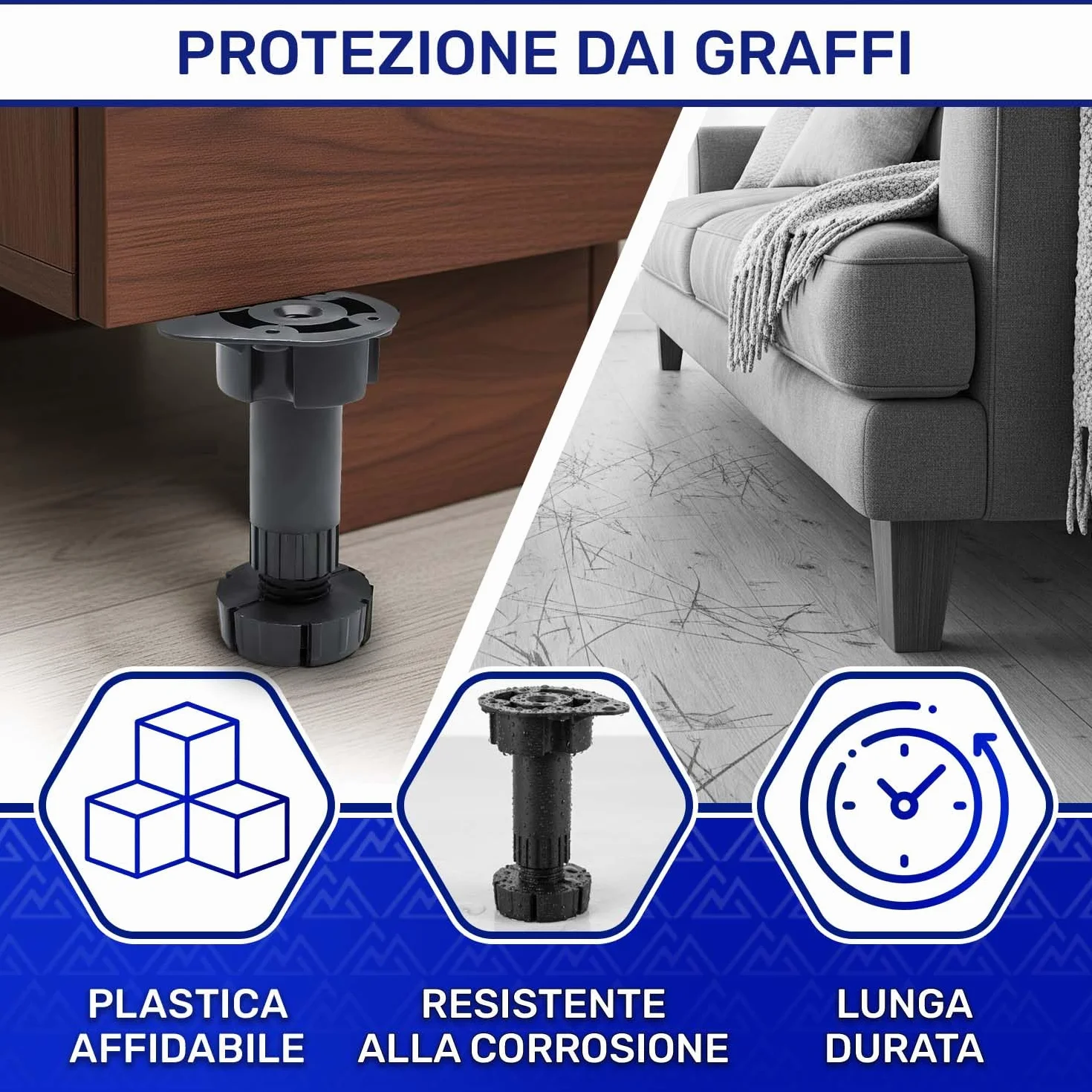 MONTERAL 20 Pezzi Piedini Regolabili per Mobili 95-165 mm Ø 27,5 mm Capacità di Carico 60 kg