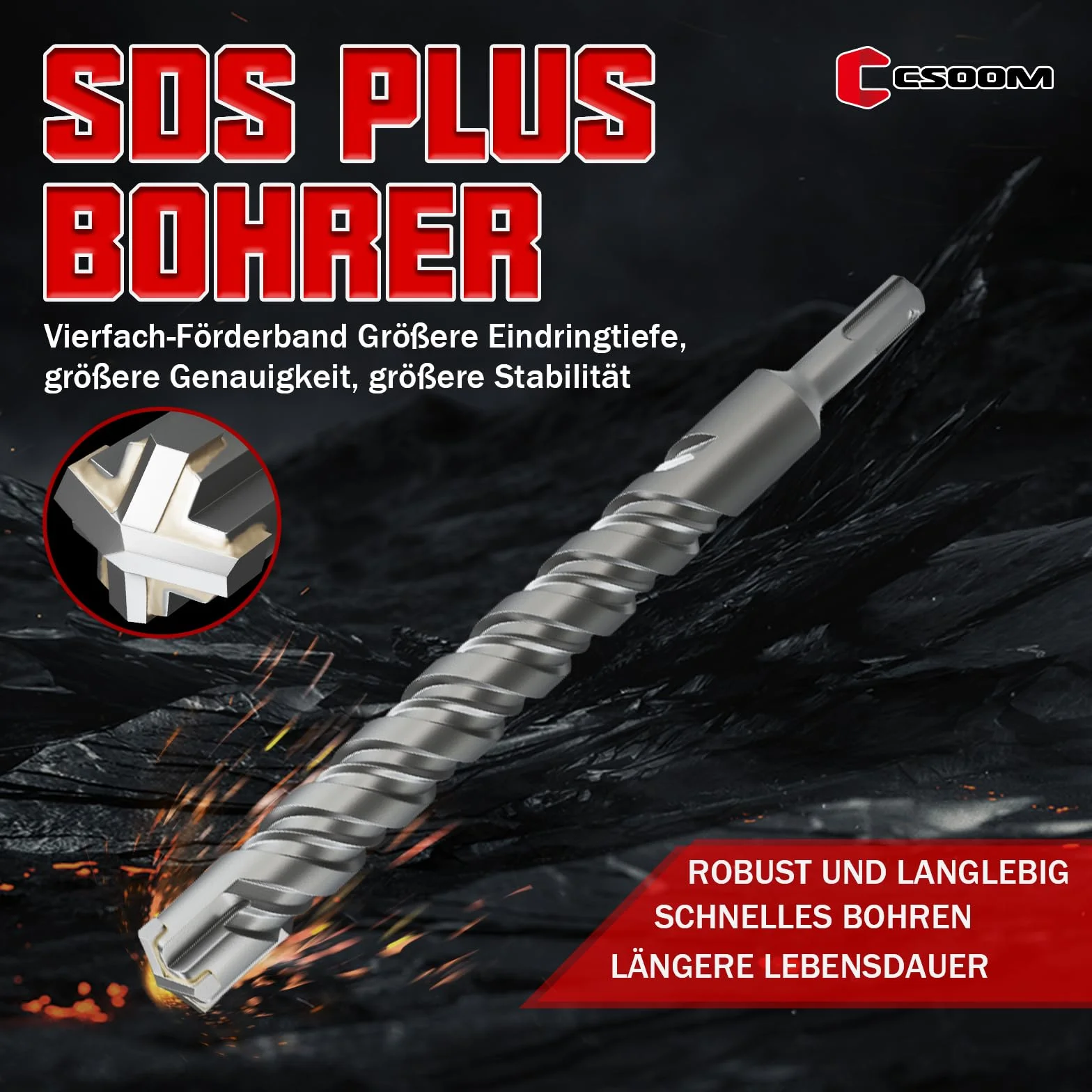 Punta per trapano SDS Plus 22 x 310 mm calcestruzzo CSOOM