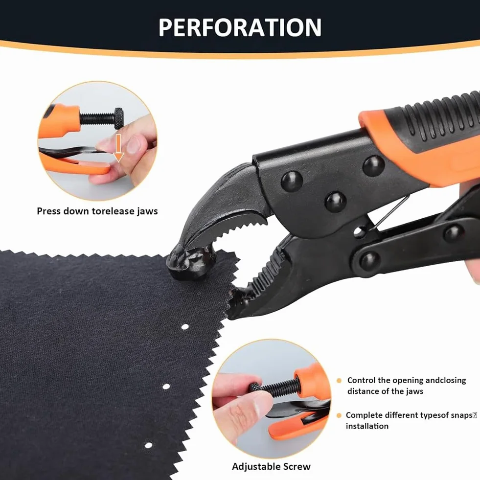 Pqahffowr Set di strumenti di fissaggio a pressione resistente, strumento di regolazione dei pulsanti di copertura in tela, strumento a pressione da 15 mm con 80 set di bottoni a pressione