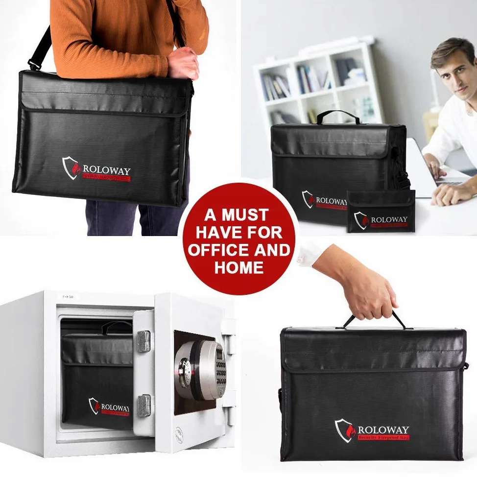ROLOWAY Grande borsa ignifuga (43,2 x 30,5 x 14,7 cm), ignifuga, per documenti e oggetti di valore
