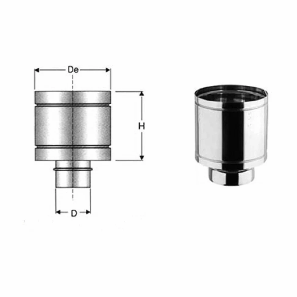 Terminale canne fumarie 4 venti in acciaio inox con base tonda (DN 150)