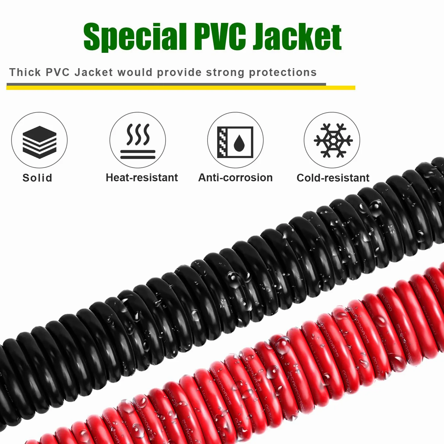 Cavo di rame per batteria, 1,5 m rosso+1,5 m nero, 2 AWG, cavo standard USA OFC per automobili, batterie, solari, marine e generatori