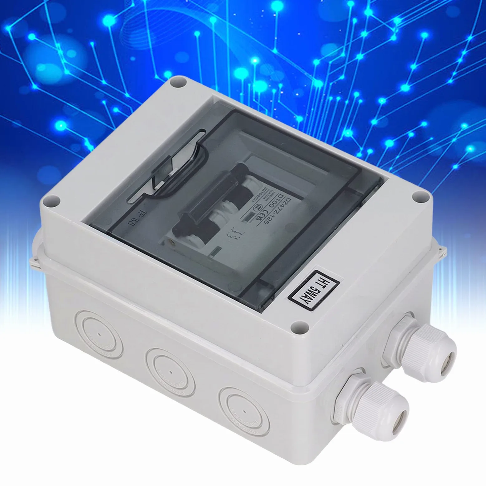 Wakects SG DC Interruttore Automatico Miniaturizzato PA66 2P Isolatore di Circuito DC 100A 1000V IP65 Copertura Trasparente Ampio Spazio di Cablaggio per Impianto Solare Fotovoltaico RV Off Grid e