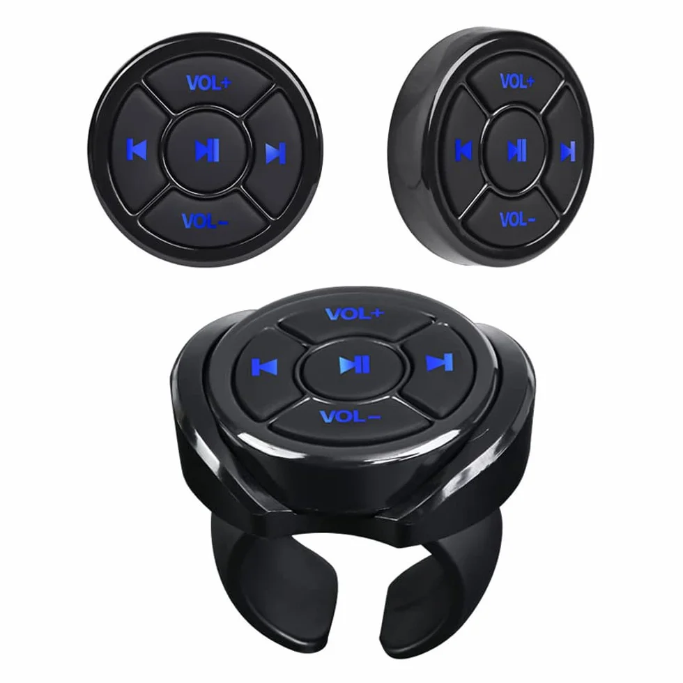 KOCAN Controller Pulsante multimediale,Pulsante multimediale Wireless Telecomando BT5.0 Telecomando Volante per Auto per Riproduzione Musicale Selfie Compatibile con dispositivi Android iOS