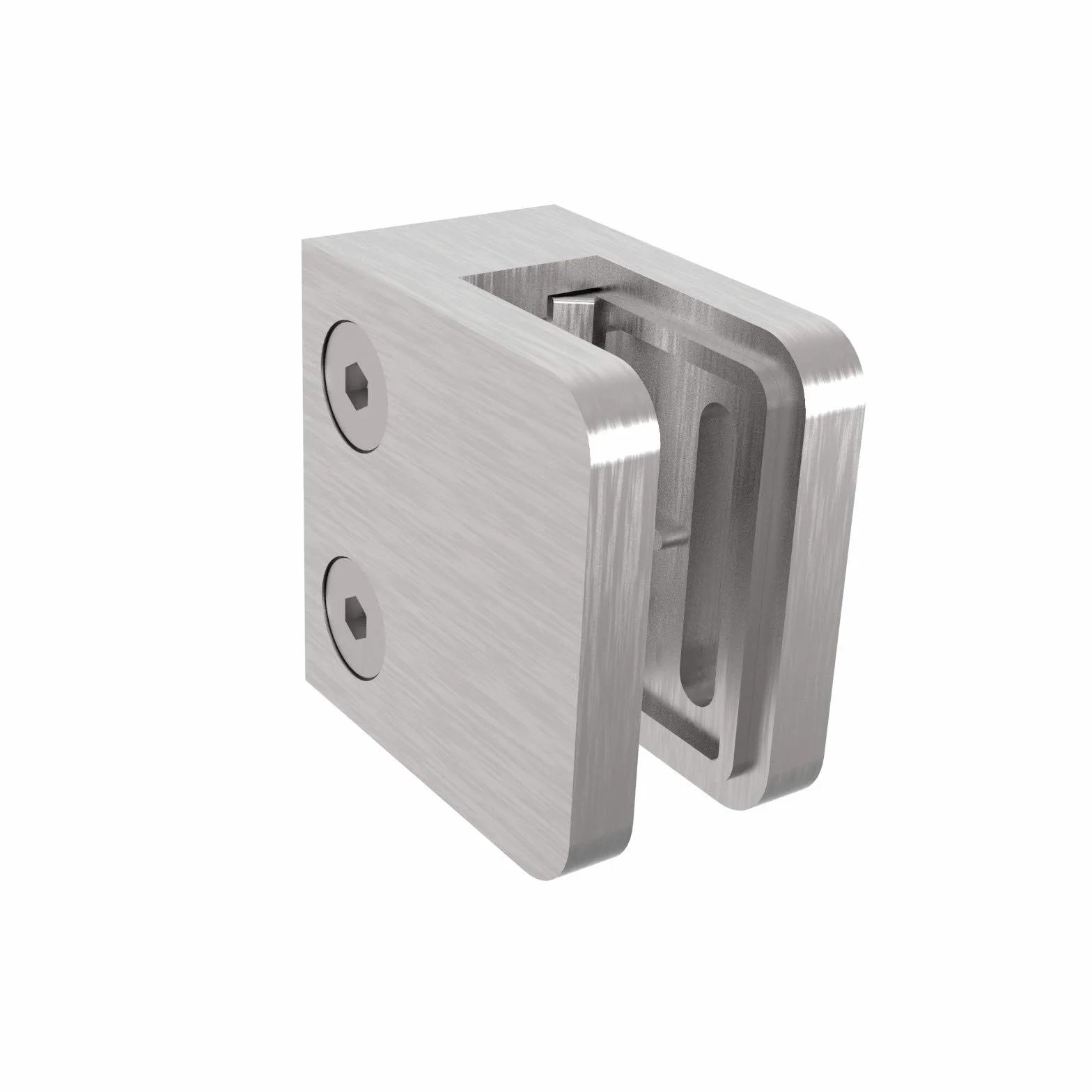 Sellon24® Supporto per vetro in acciaio inox V2A morsetto quadrato 30 x 30 cm Mod29 vetro 4-8 mm 42,4 mm