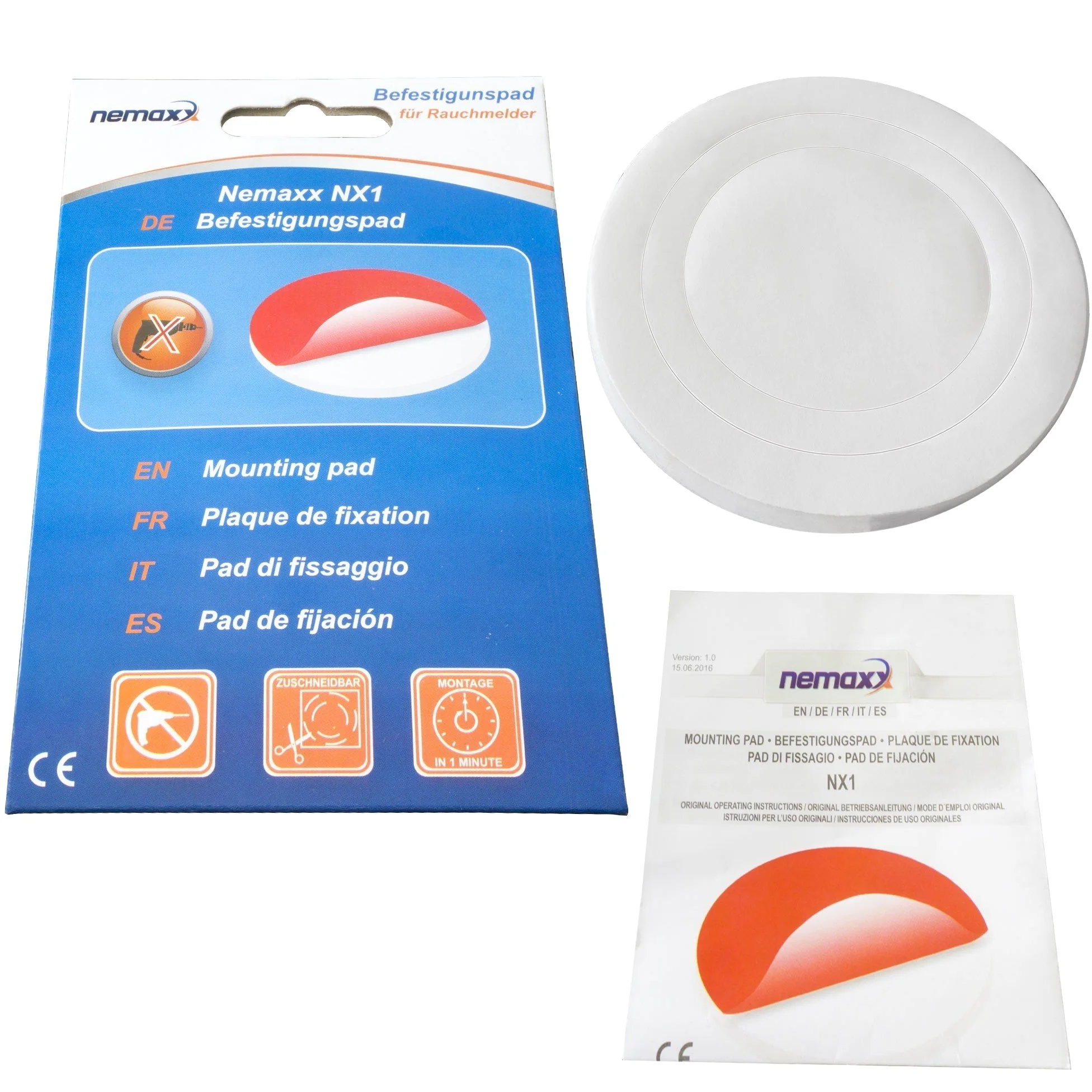 Nemaxx FL2 - rilevatore di fumo a norma DIN EN 14604 e NX1 di Supporto magnetico per rilevazione di incendi, fuoco e fumo, 7FL2NX1