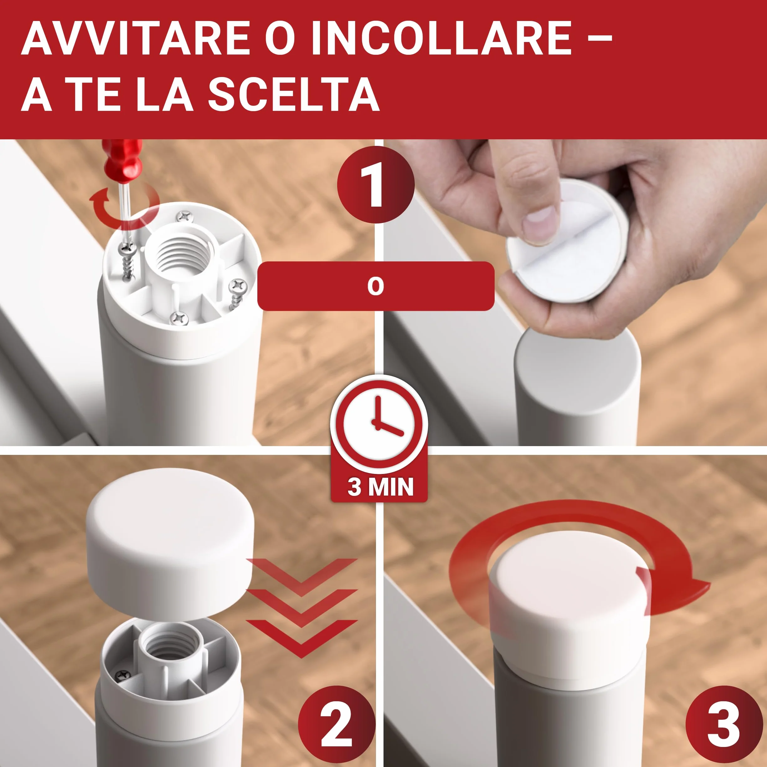 Piedini per Mobili Regolabili LouMaxx Ø 55,5 mm Bianchi Set da 8