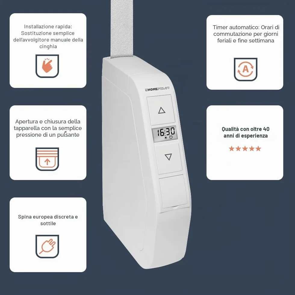 Home Pilot - Avvolgitore per tapparella RolloTron a parete Premium. Montaggio rapido | Programmazione | Funzionamento autonomo - 10162330