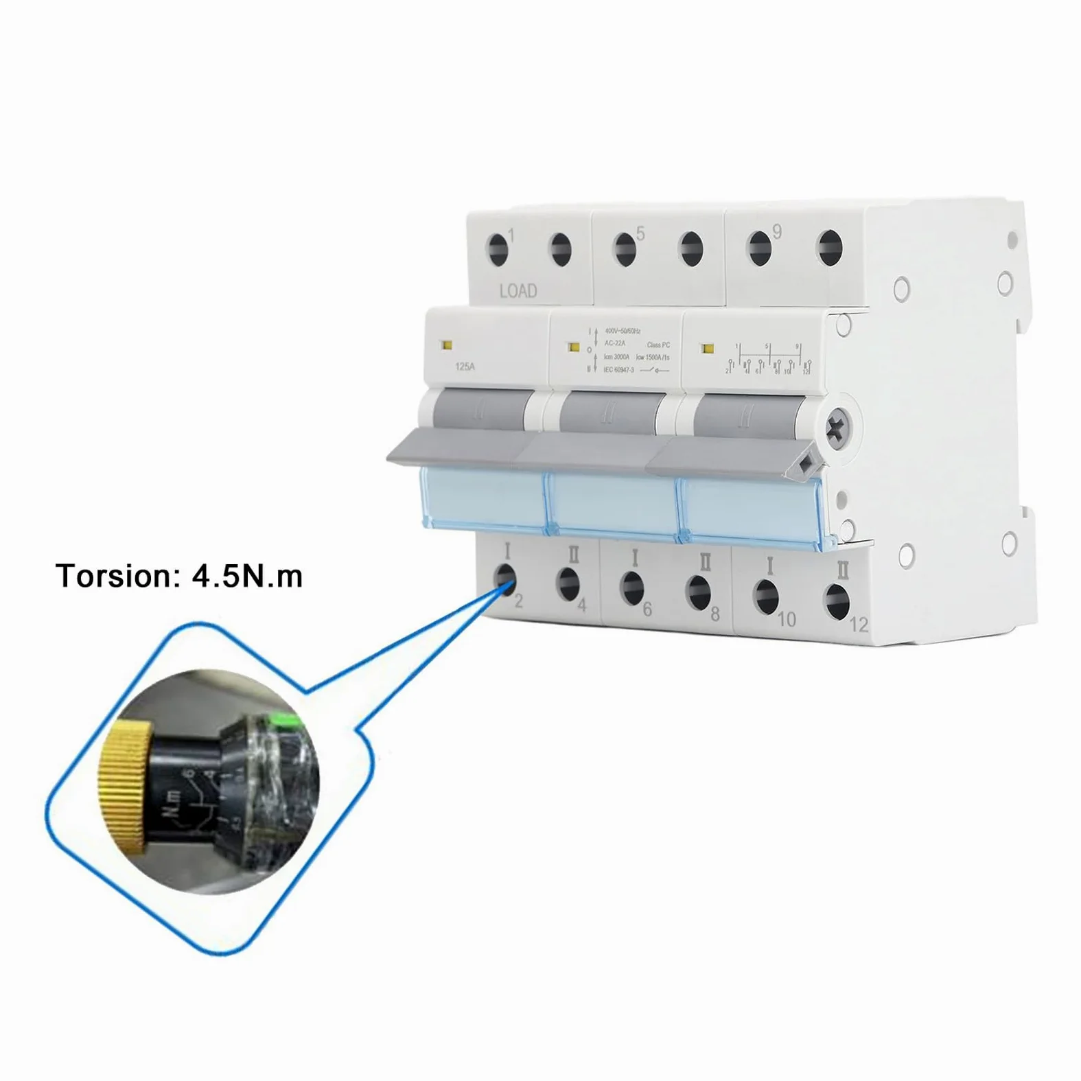 KIMISS Interruttore Automatico Sezionatore CC Solare 3P 125A 400V - Isolatore a Doppia Alimentazione per Sistemi Solari Eolici e Applicazioni di Array Fotovoltaici