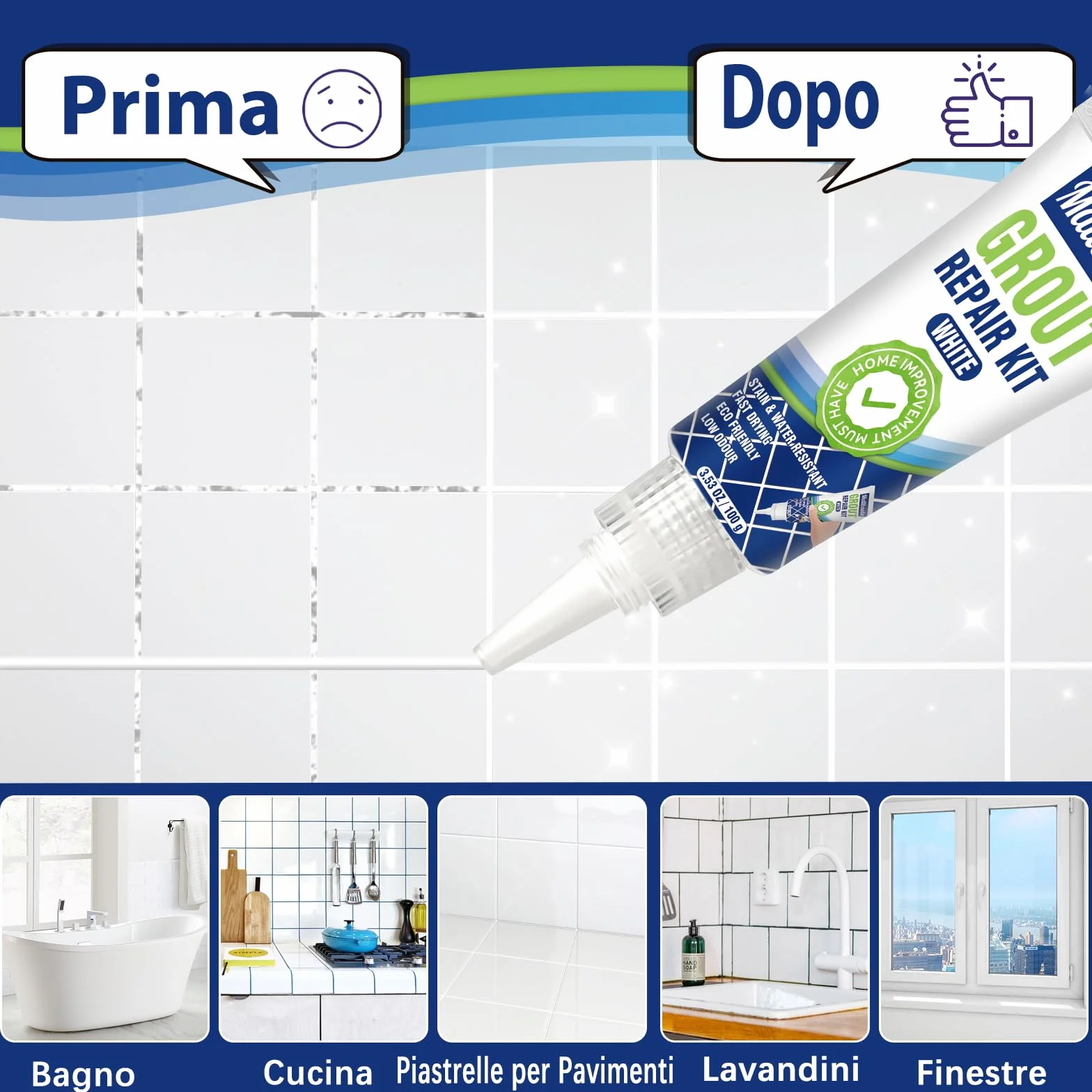 Riparazione Fughe Piastrelle Bianco 200