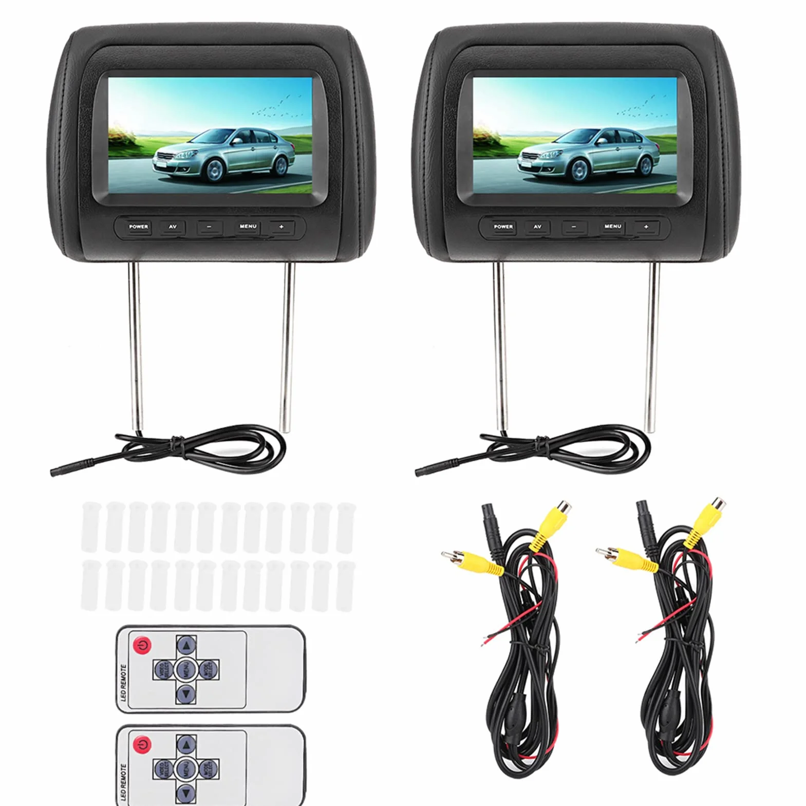 Display Per Poggiatesta Wireless da 2 Pezzi da 7 Pollici, Monitor DVD Per Auto Poggiatesta Regolabile Monitor Video LCD Display MP5 Nero