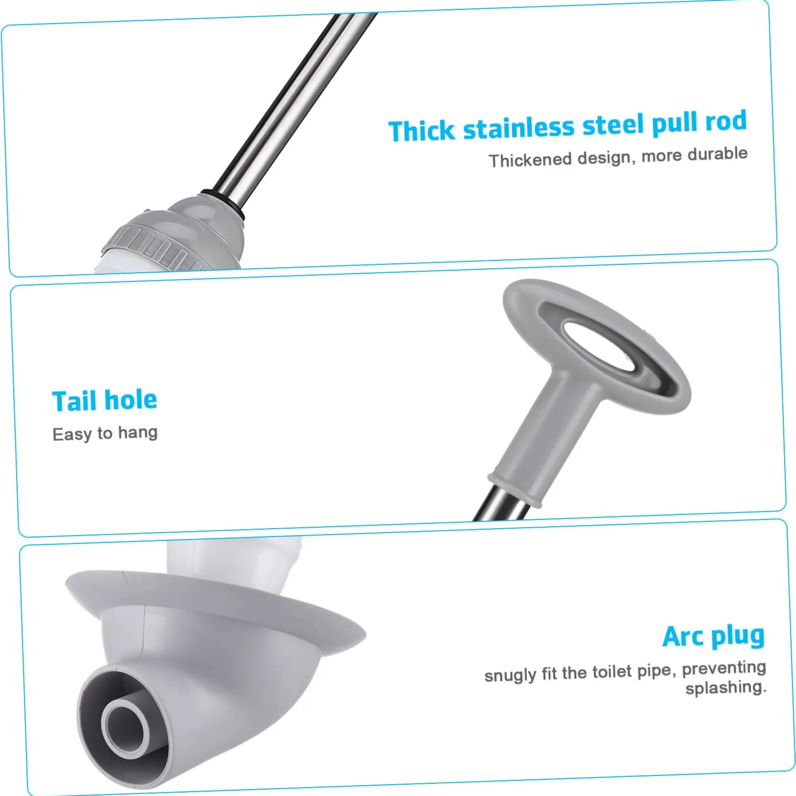 VILLCASE Stura WC ad Alta Pressione, Pompa per Sturare Lavello e Toilette, Acciaio Inox e Pp, Bianco, per Bagno e Cucina