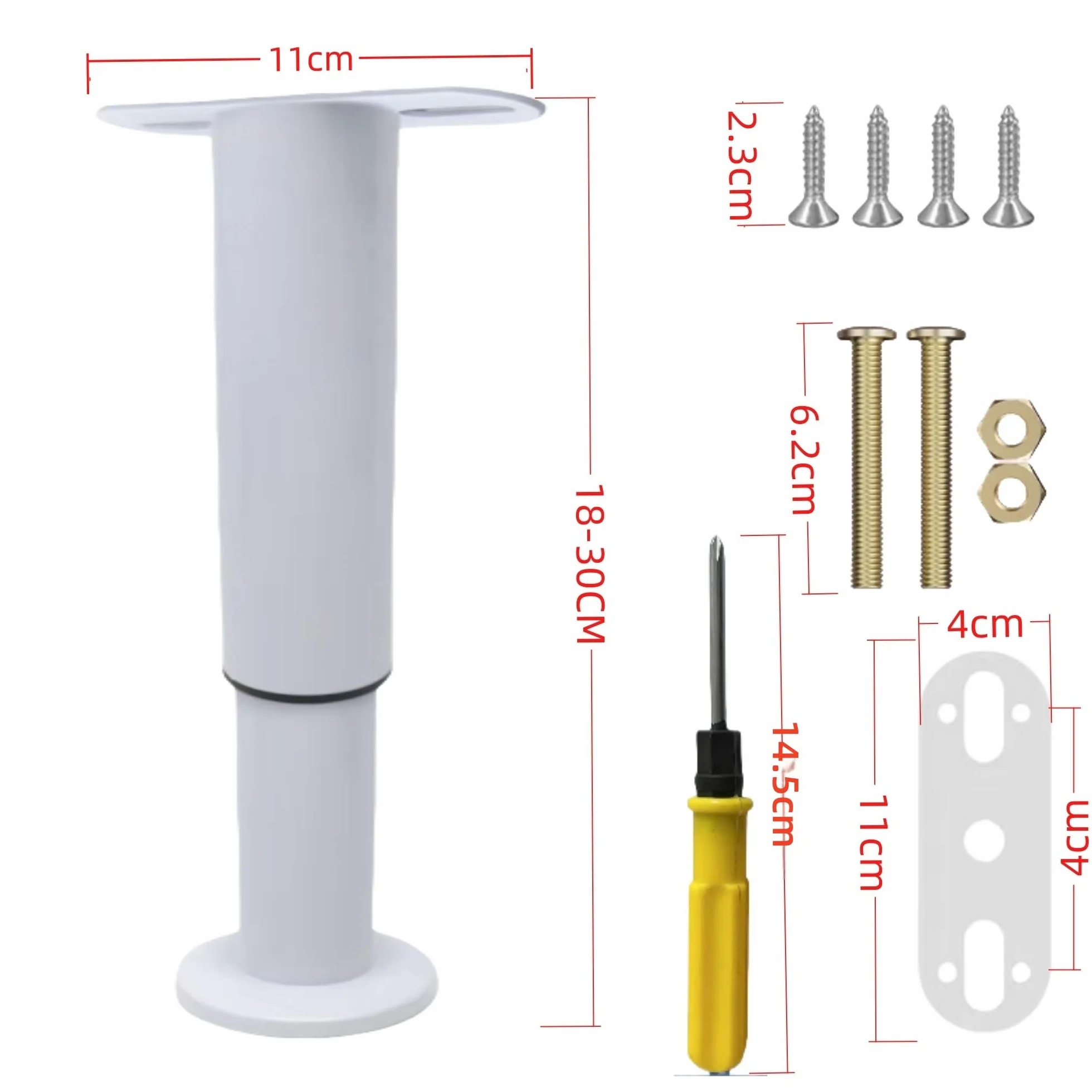 Piedini regolabili in metallo per mobili letto divani sedie imbottite Bianco 18-32cm 4 pack