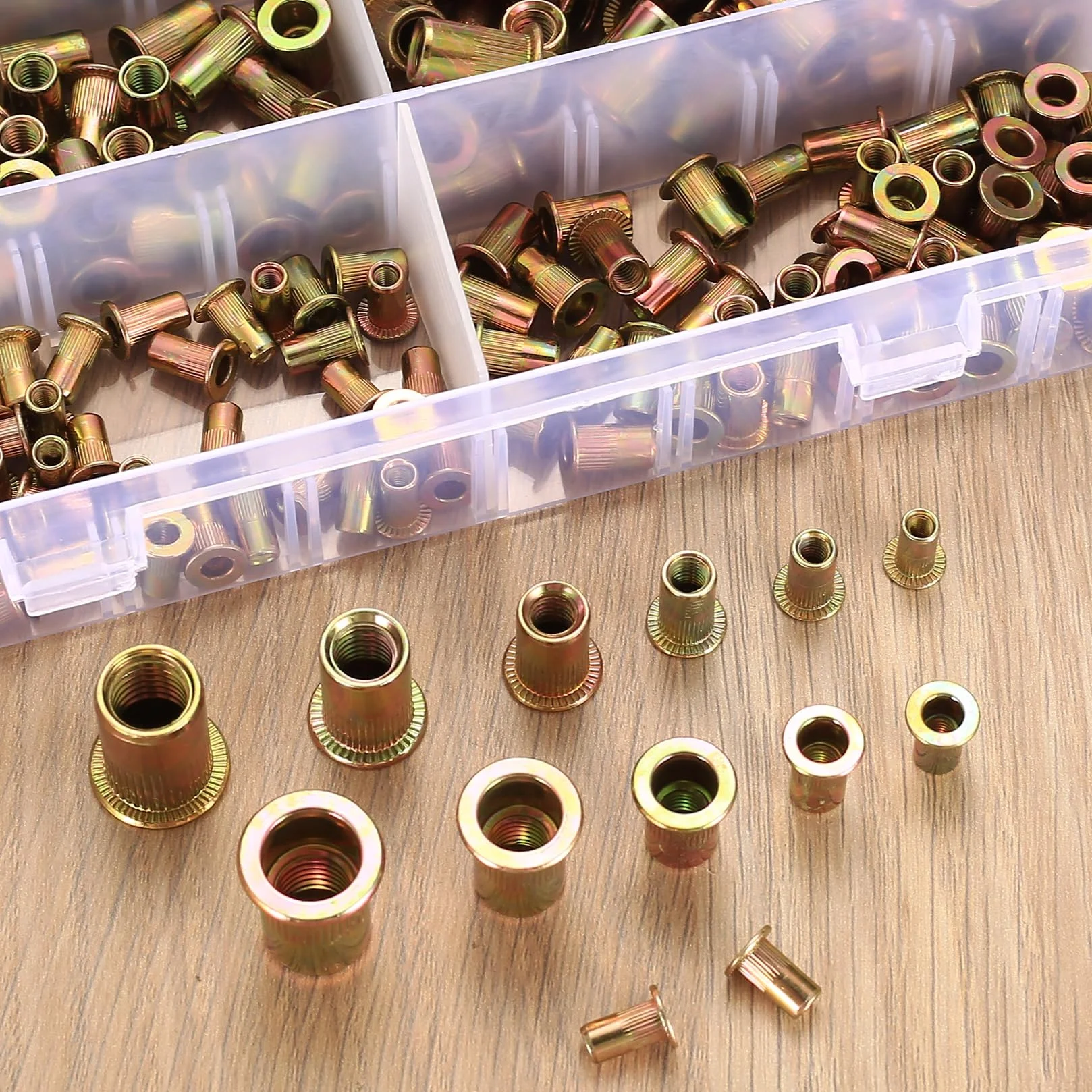 Set di dadi rivetti M3-M10, inserti filettati in acciaio al carbonio, testa piatta rotonda per metallo e legno