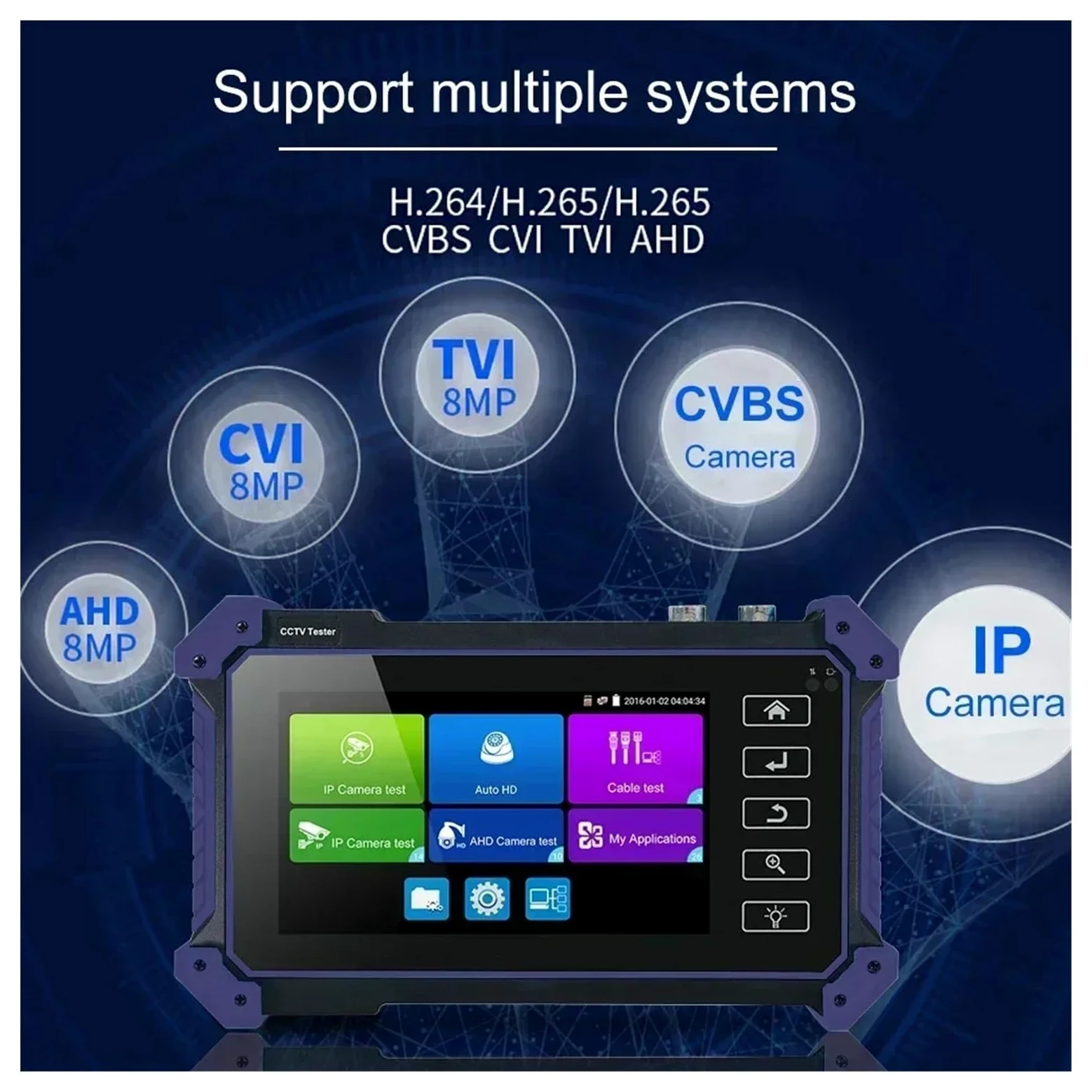 CCTV Tester, Tester IPC CCTV AHD CVI TVI SDI Test Telecamera IP 4K Tracciante Cavo Ingresso HDMI PTZ VGA