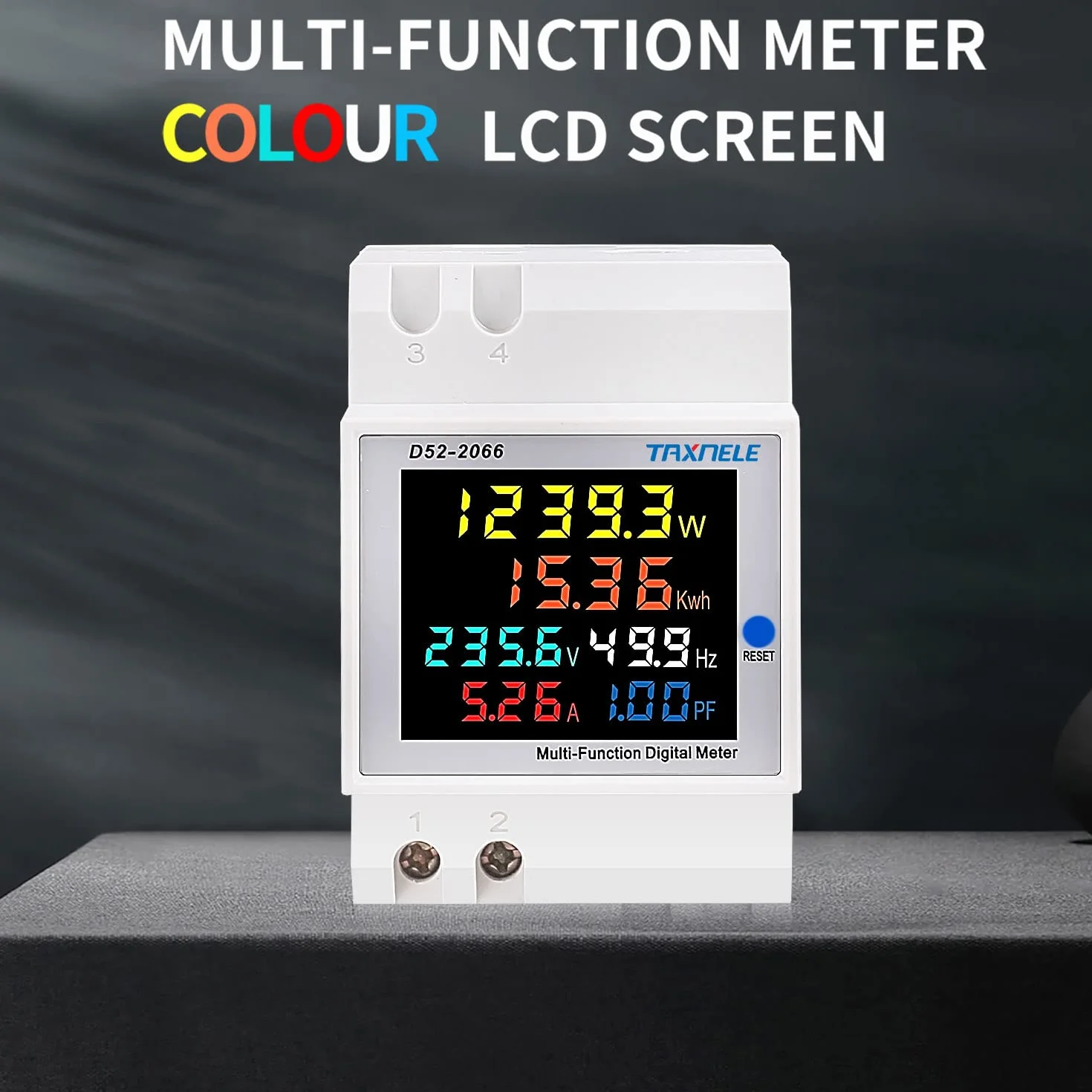 Misuratore di energia monofase Tester Monitor di utilizzo dell'elettricità 6 in 1 Multimetro AC 40-300V 100A Voltmetro Amperometro Watt Kwh Frequenza Misuratore di potenza 230V (TA incorporato)