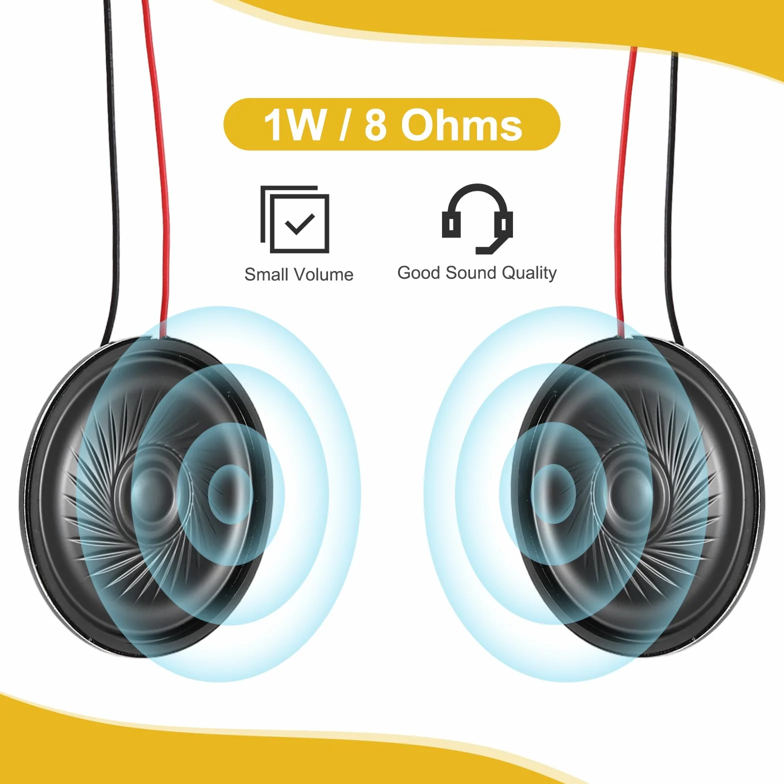 QUARKZMAN 2 Pezzi Altoparlante Piccolo 8 Ohm, 1W 50mm Diametro Guscio Metallico Rotondo Magnete Piccolo Altoparlante Con Filo Terminale 100mm Micro Interno Per DVD, EVD, Mini Audio