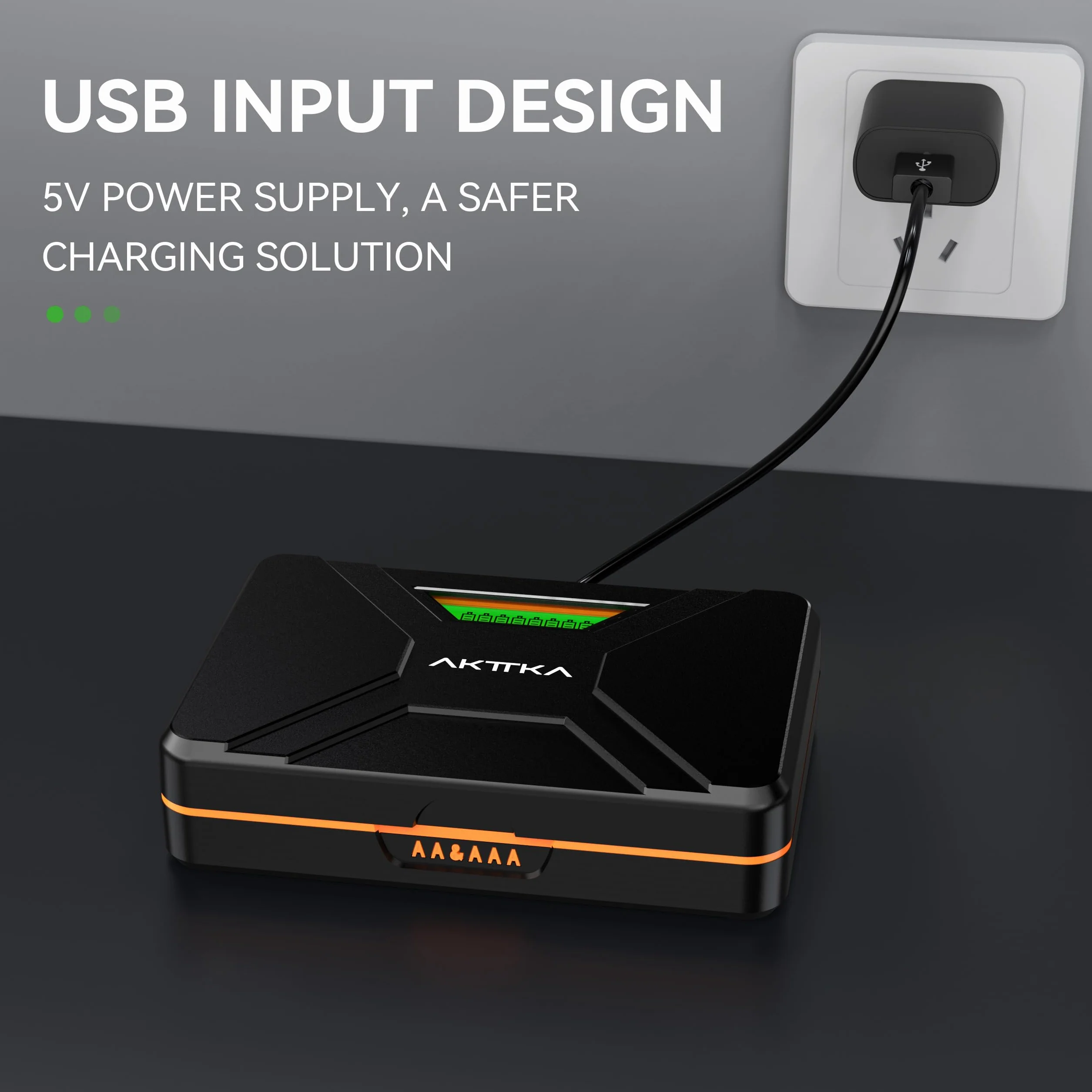 Caricabatterie Pile Ricaricabili Stilo AA e Mini Stilo AAA Intelligente 8 Slot, Ni-MH Ni-CD Ricaricabili Caricabatterie Batterie con Display LCD(con Cavo USB)