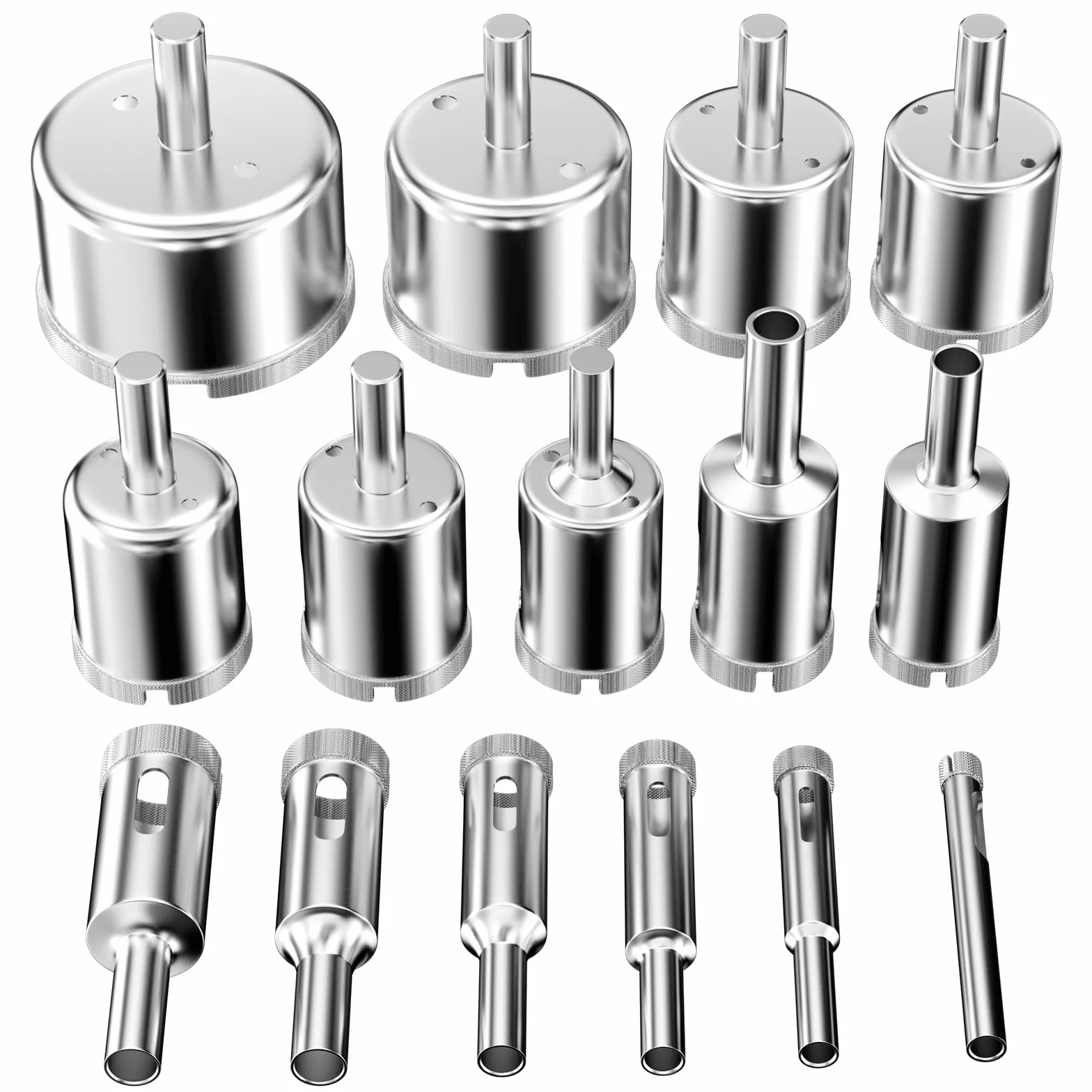 Sega a Tazza Diamantata 15 Pezzi, Punte Diamantate per Trapano 6-50mm, per Piastrelle, Porcellana, Vetro, Marmo e Ceramica