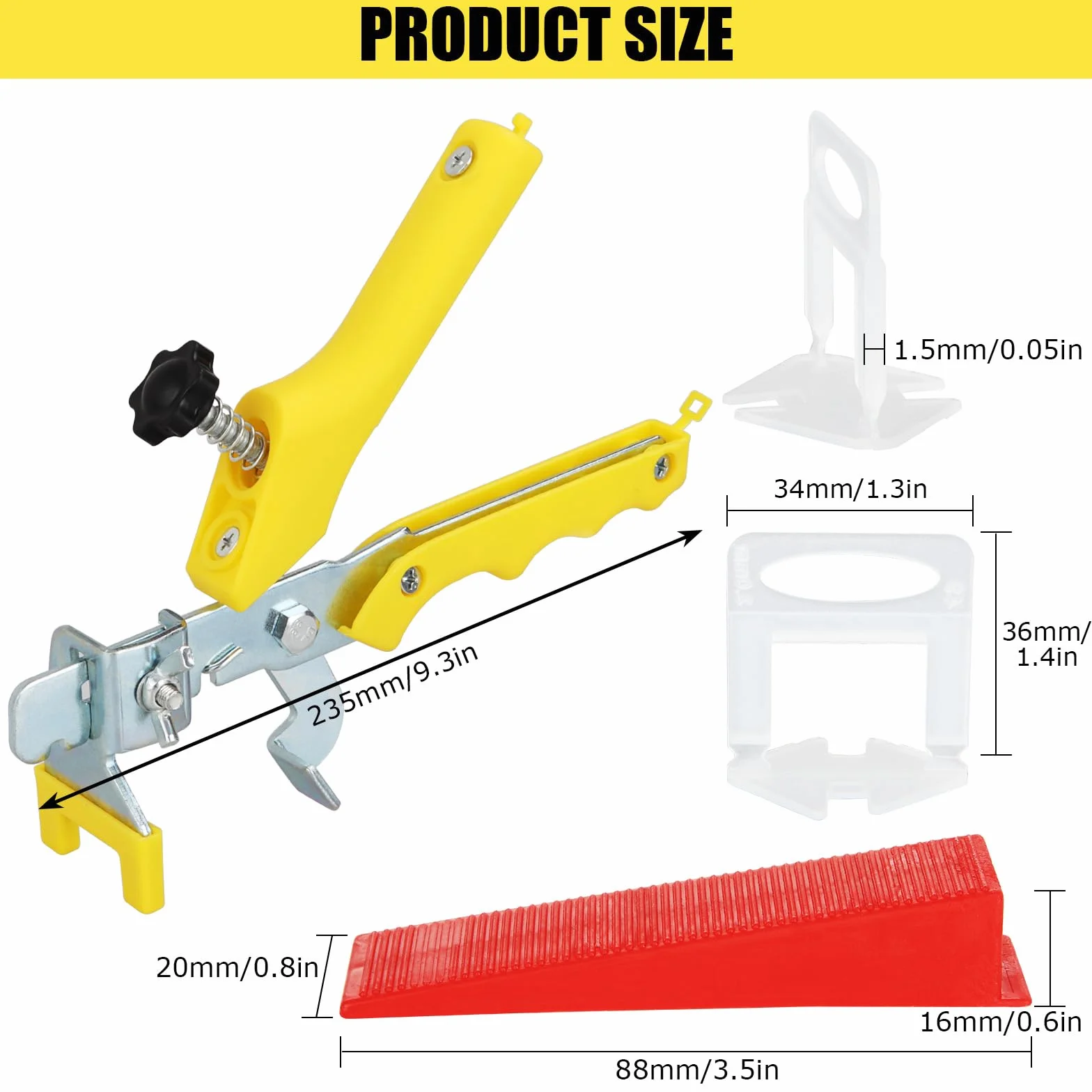 SENENQU 601 Pezzi Distanziatori per Piastrelle 1,5 mm, Cunei con Pinza Regolabile, Kit Livellamento per Pavimenti e Pareti
