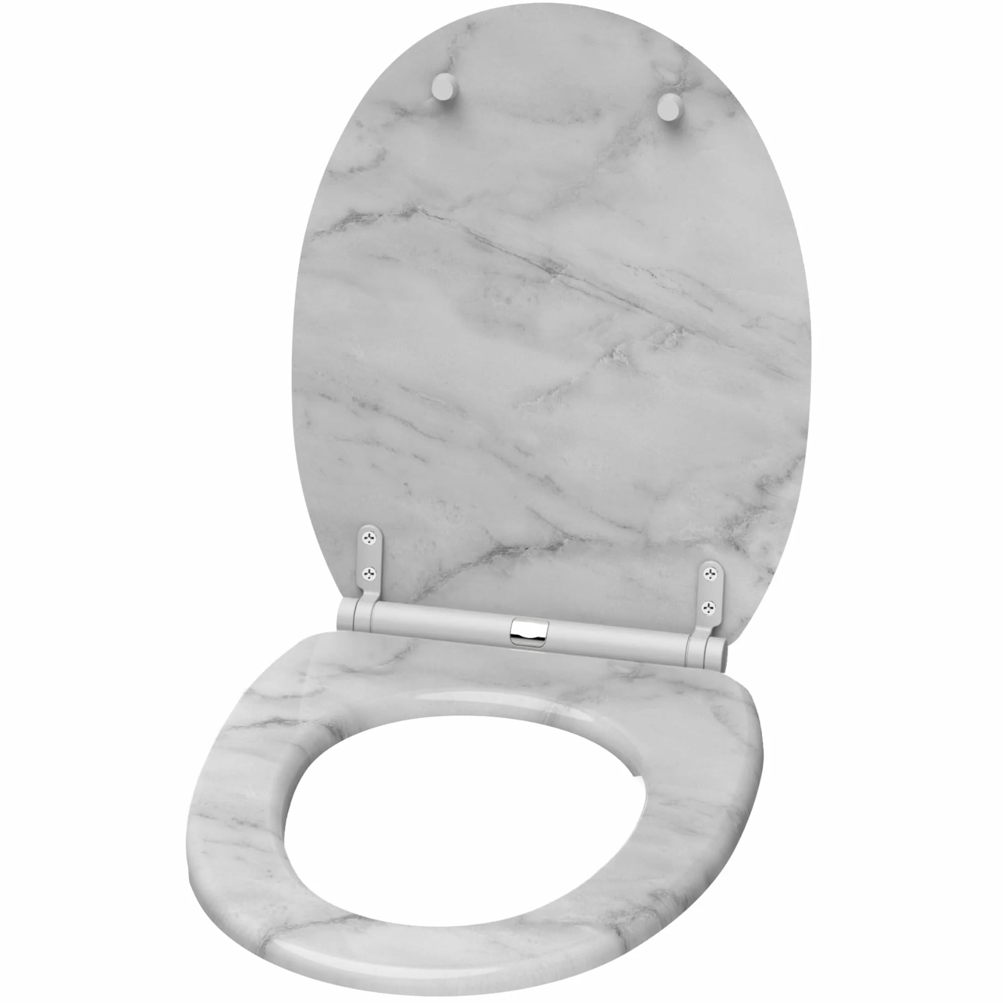 Sanilo Sedile WC con chiusura ammortizzata e sgancio rapido, il coperchio del WC può essere rimosso con la semplice pressione di un pulsante, facile montaggio dall'alto (Marmo)