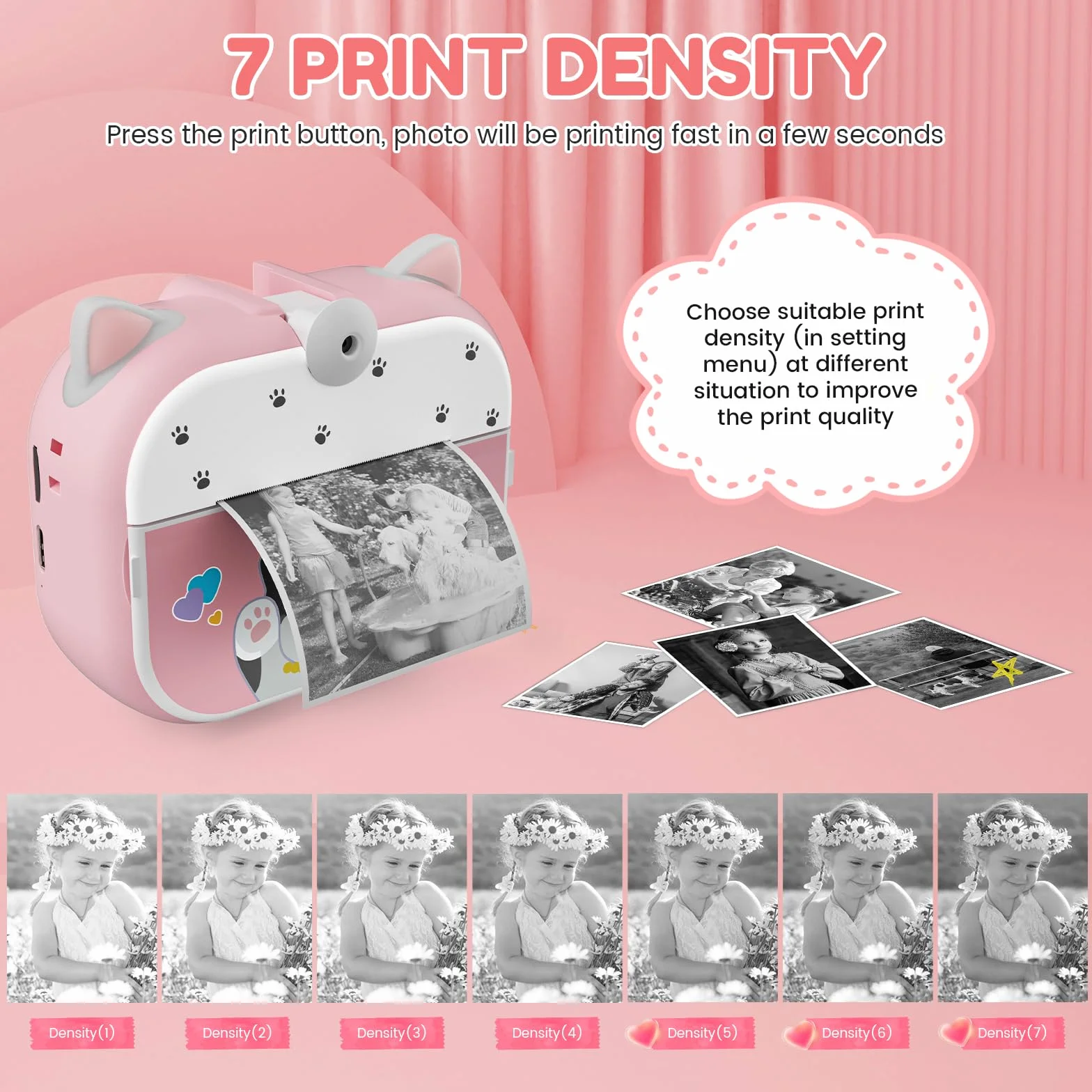 Macchina Fotografica Bambini Istantanea, Potuem 2.4 Pollici Digitale Fotocamera Bambini con Zoom 20X, Lente Ruotabile a 180°, 48MP/1080P Fotocamera Istantanea per Bambini, Regalo di Compleanno